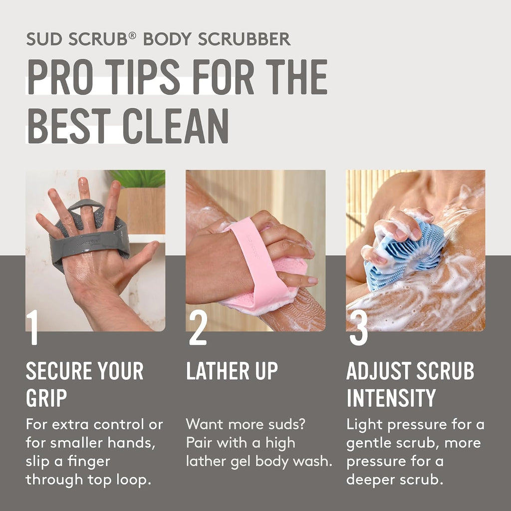 Sud Scrub® Depurador corporal de silicona antimicrobiano, cepillo e...