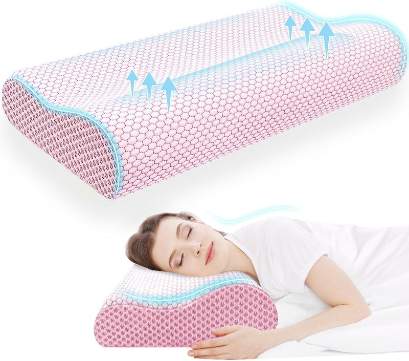 Almohada cervical ergonómica para dormir, tamaño Queen rosa | Almoh...