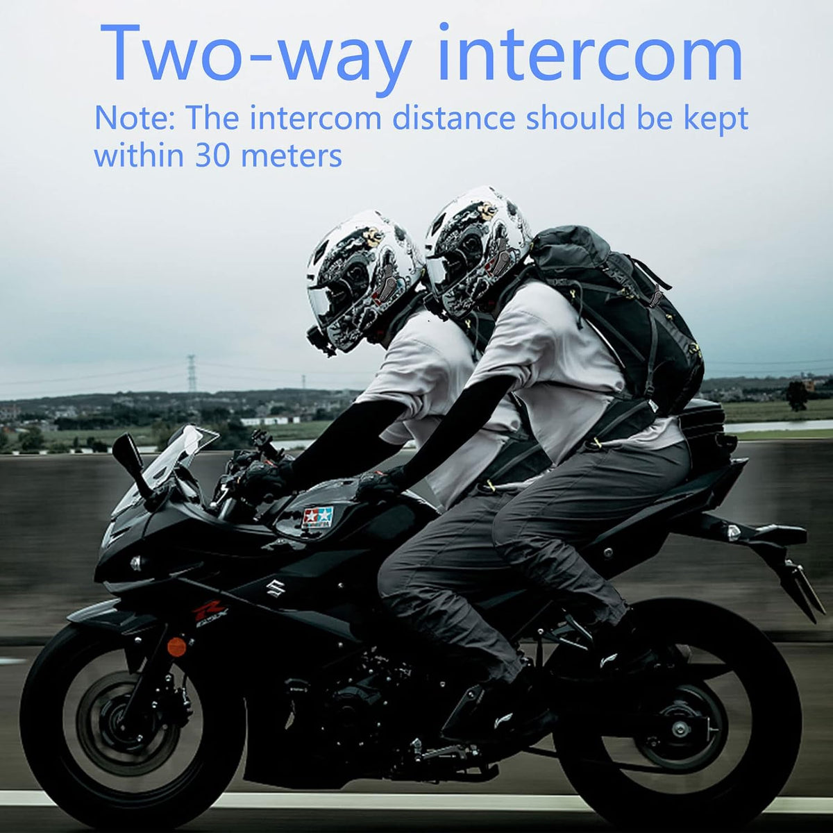 Wipeeyes Casco de motocicleta E1 con auriculares de intercomunicaci...
