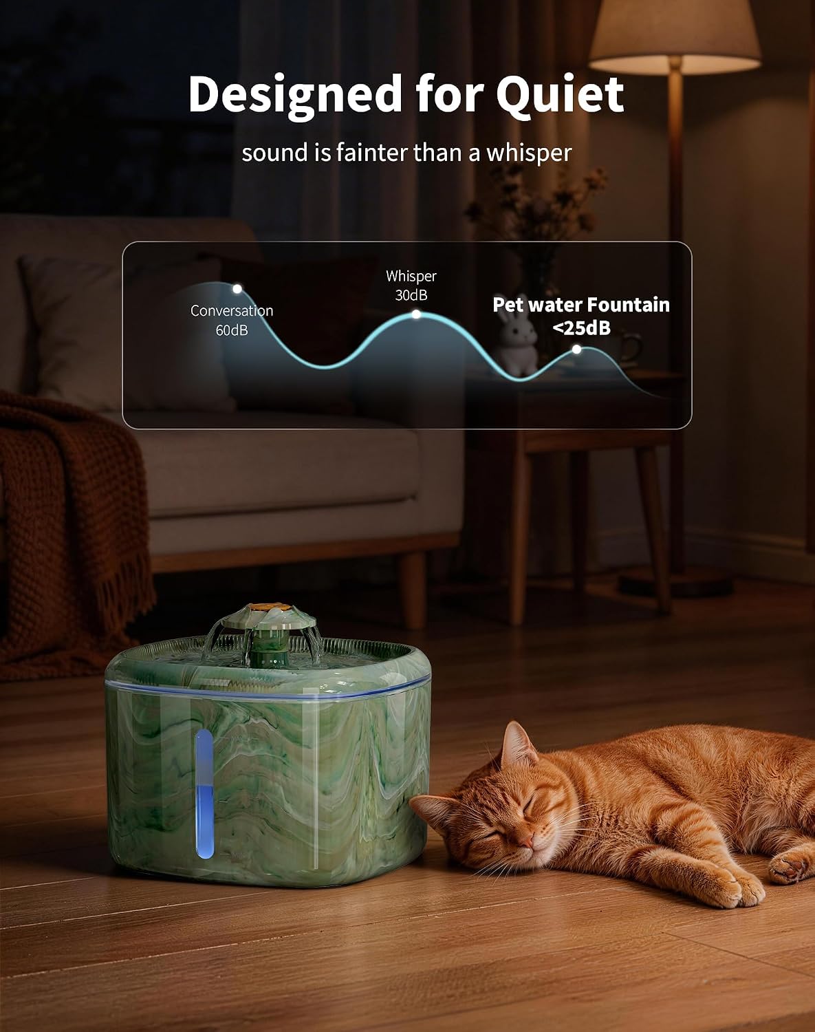 Fuente de agua para gatos automática de 2.5 L, parte superior girat...