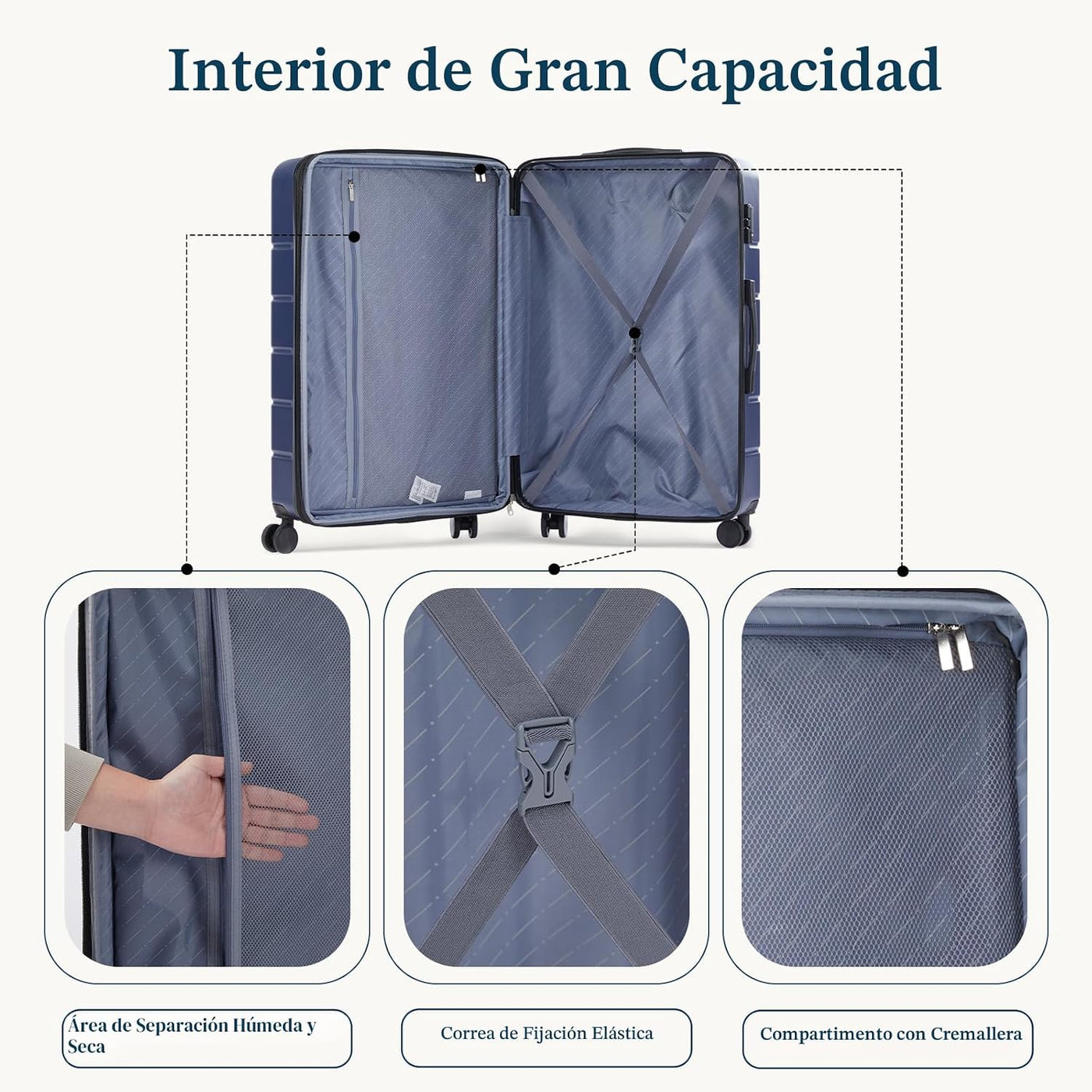 NEWBULIG Maletas con ruedas giratorias, ligeras, expandibles, de vi...