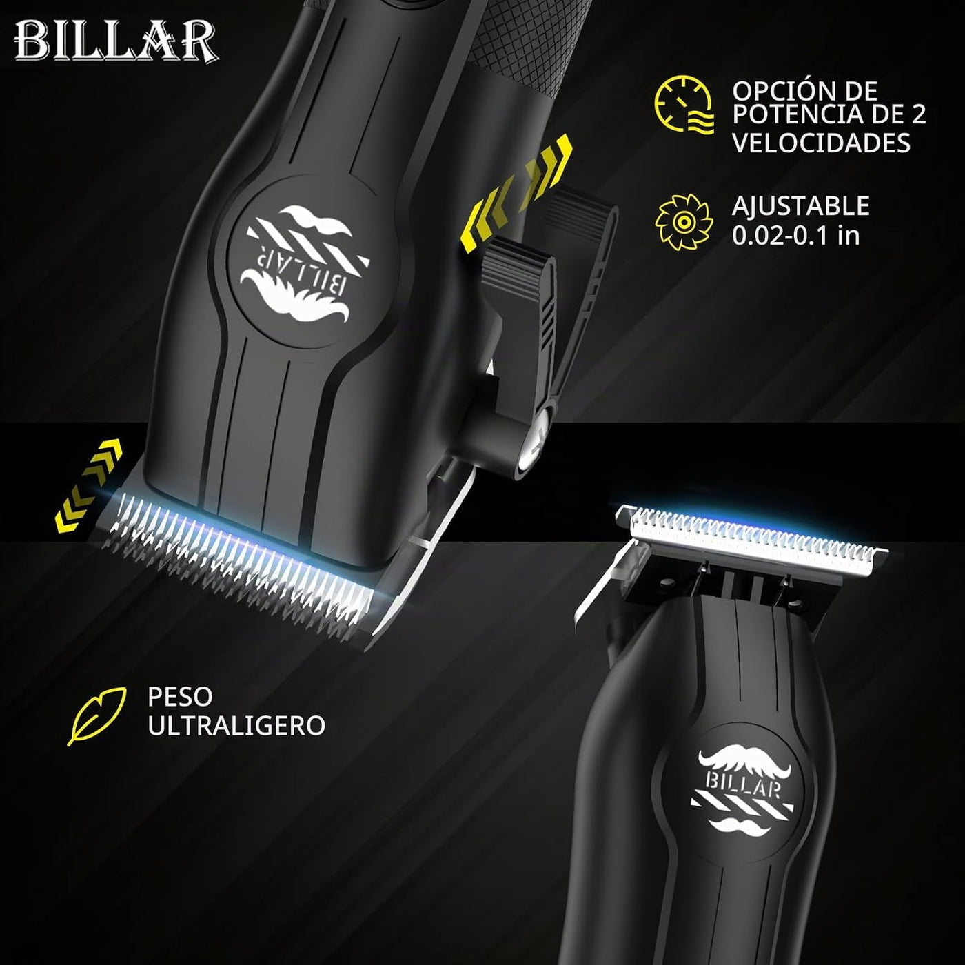 BILLAR® Kit de peluquero inalámbrico, juego profesional de cortapel...