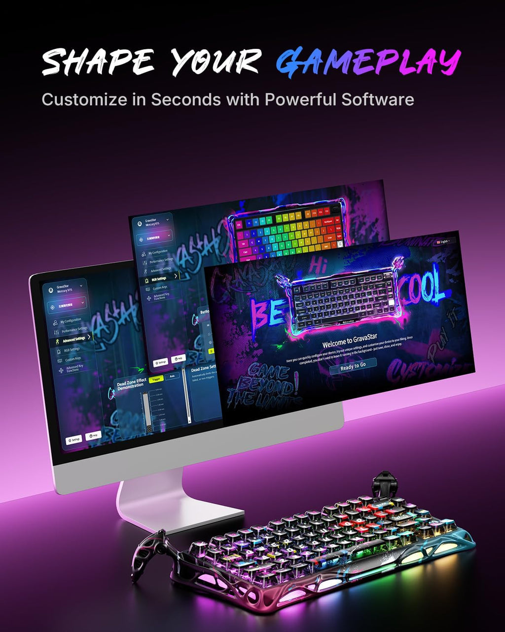 GravaStar Mercury V75 PRO Teclado para juegos con efecto Hall, tecl...