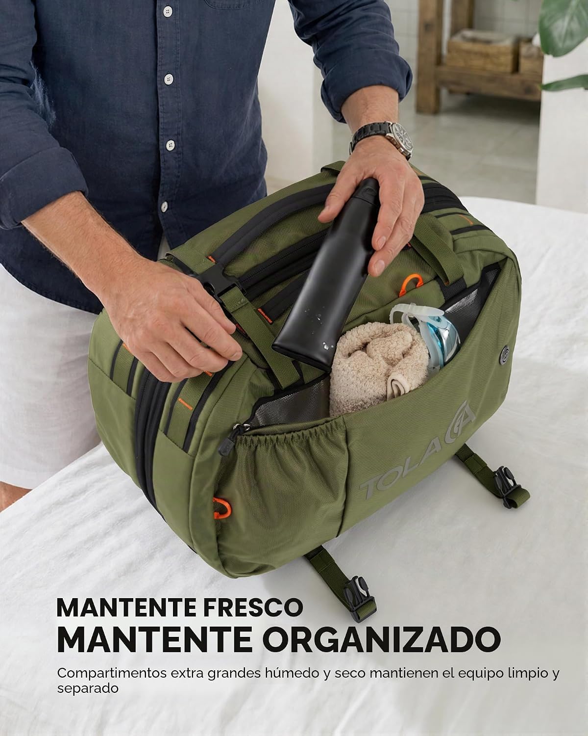 Tolaccea Mochila de viaje 40-50L, 16" portátil de mano para via...