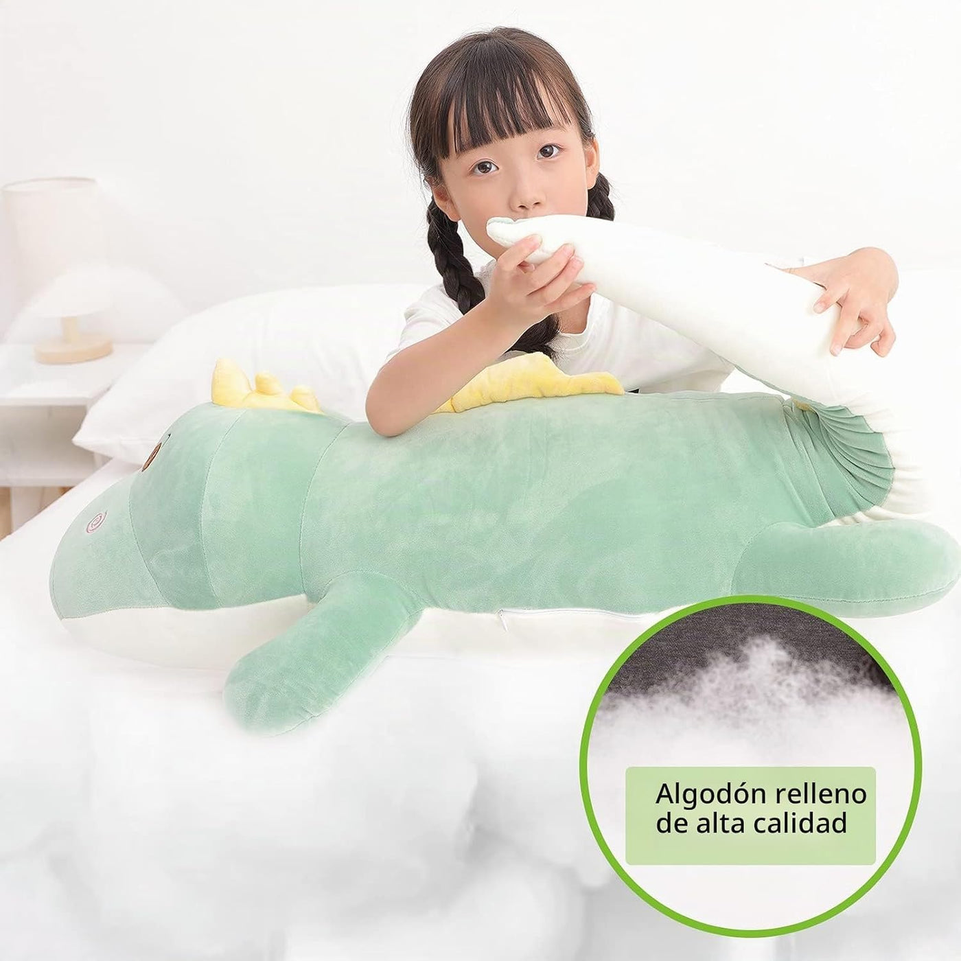 Tianmihou Almohada de felpa de dinosaurio gigante de 52 pulgadas, a...