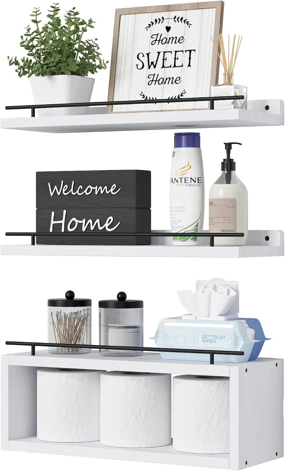 WOPITUES Estantes flotantes para pared con estante de cubo, estante...