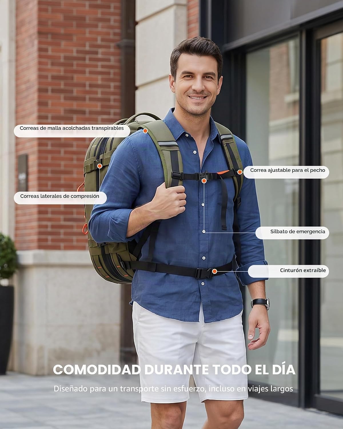 Tolaccea Mochila de viaje 40-50L, 16" portátil de mano para via...