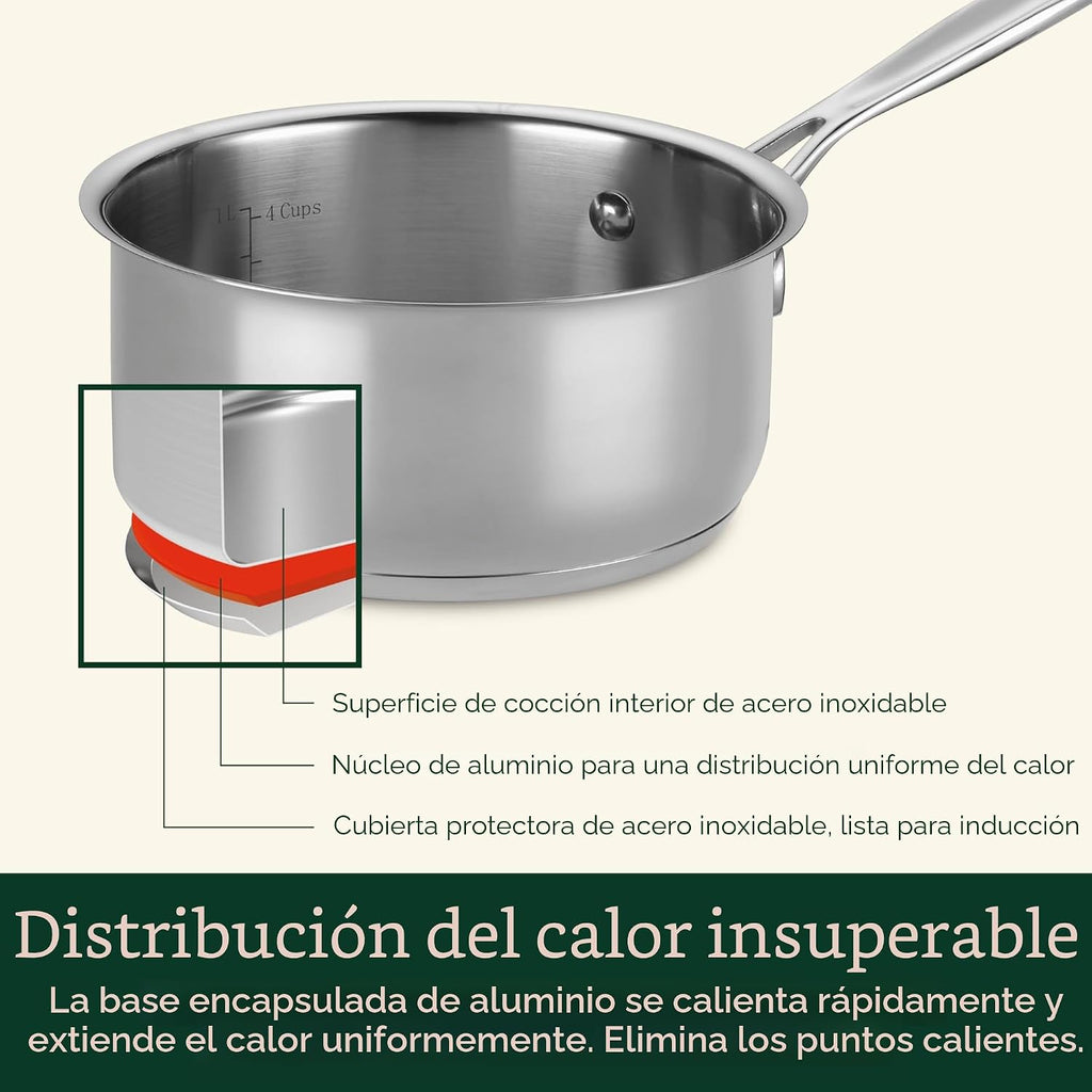 Cuisinart Cacerola de 1.5 Cuartos con Tapa, Colección Clásica de Ut...