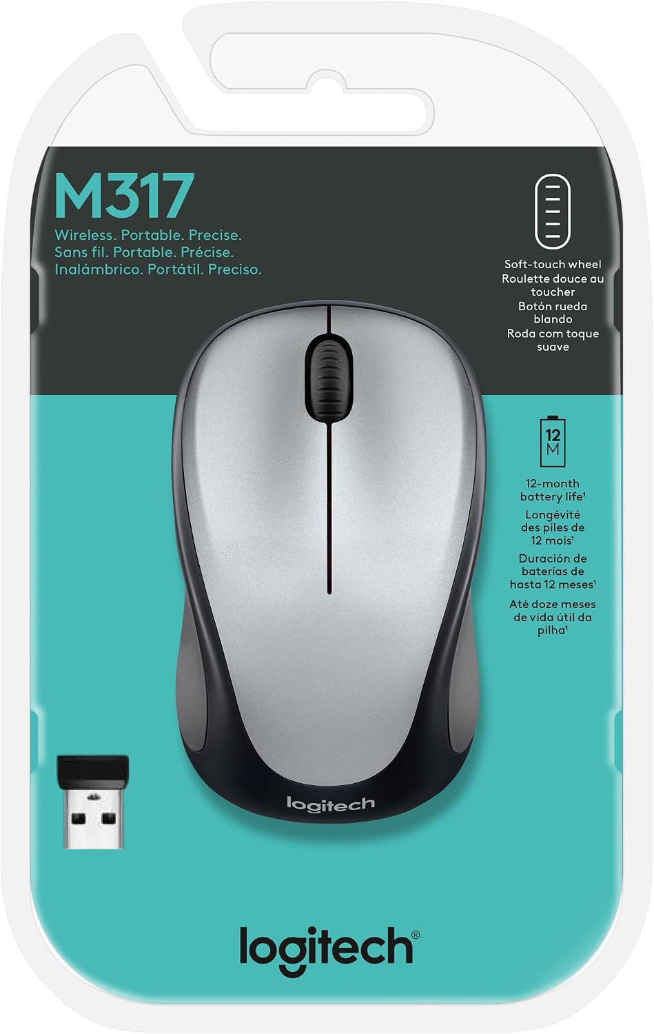 Logitech M317 ratón inalámbrico, 2.4 GHz con receptor USB, seguimie...