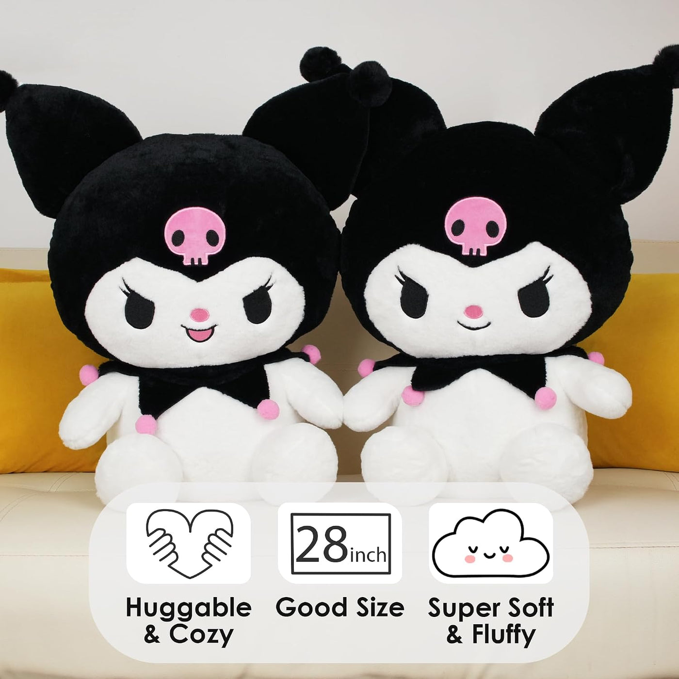 Juju - Peluche Kawaii negro (28 pulgadas), lindos animales de peluc...
