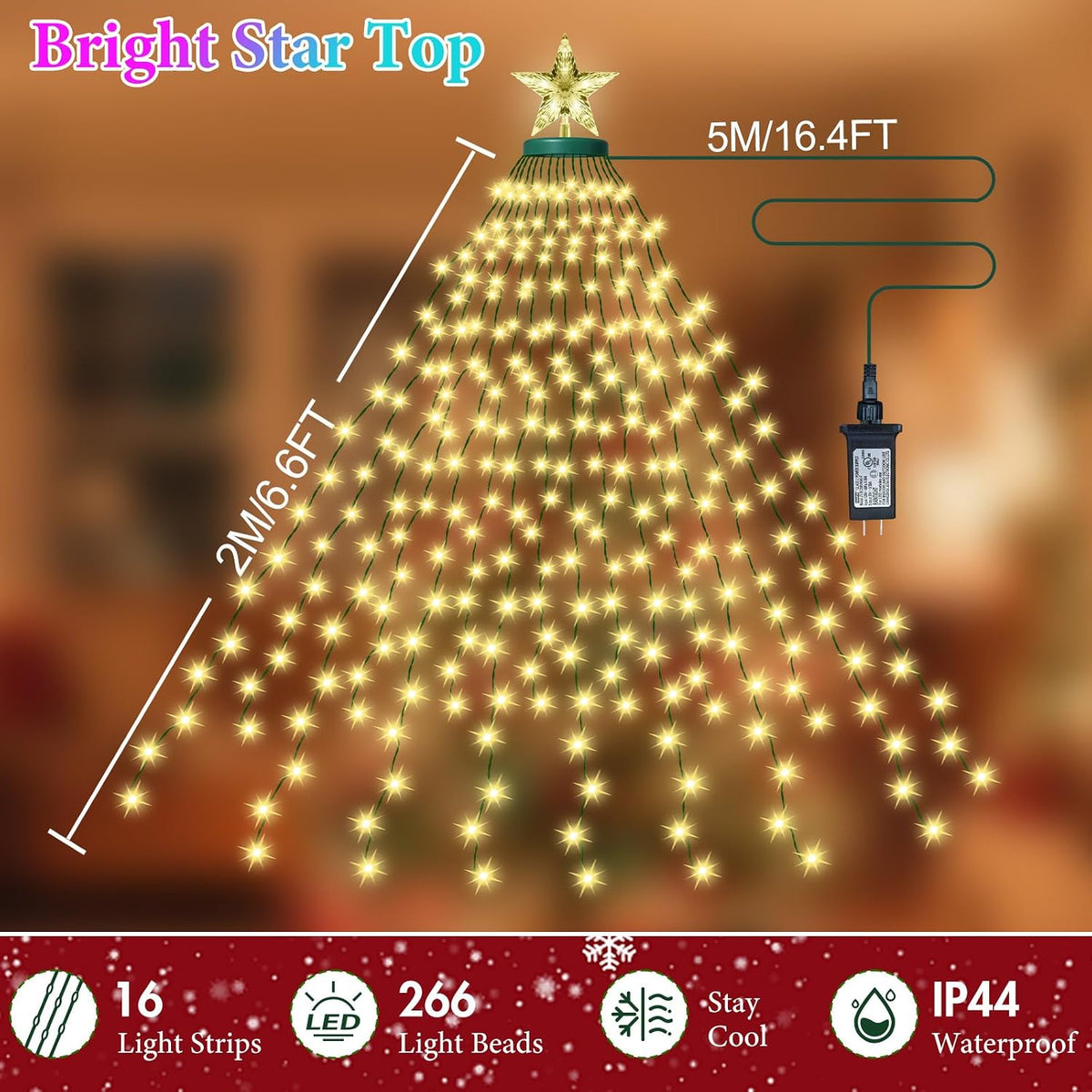 Luces inteligentes para el día de San Valentín con estrella superio...
