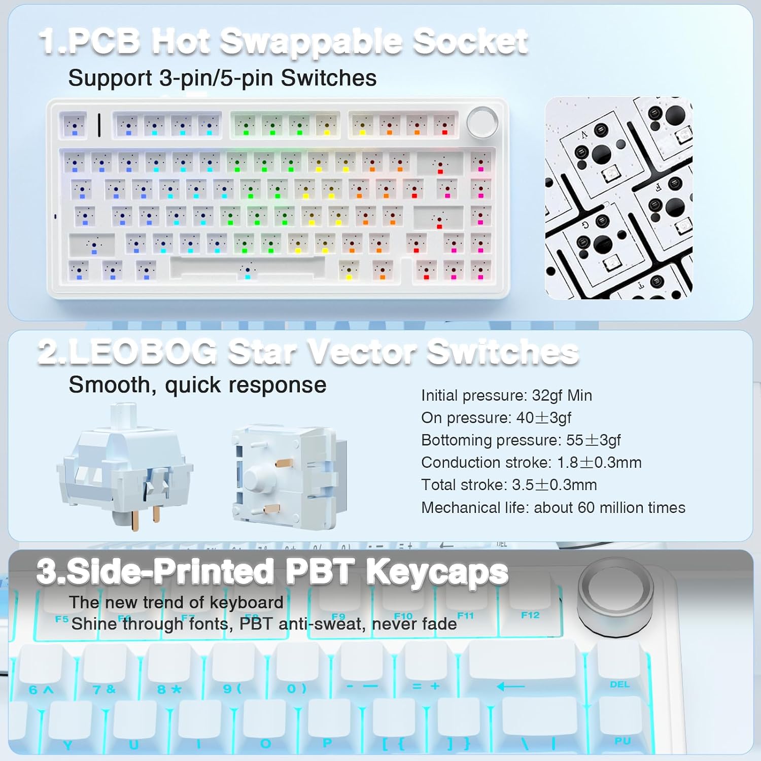 Teclado mecánico inalámbrico AULA F75 Pro, teclado personalizado in...