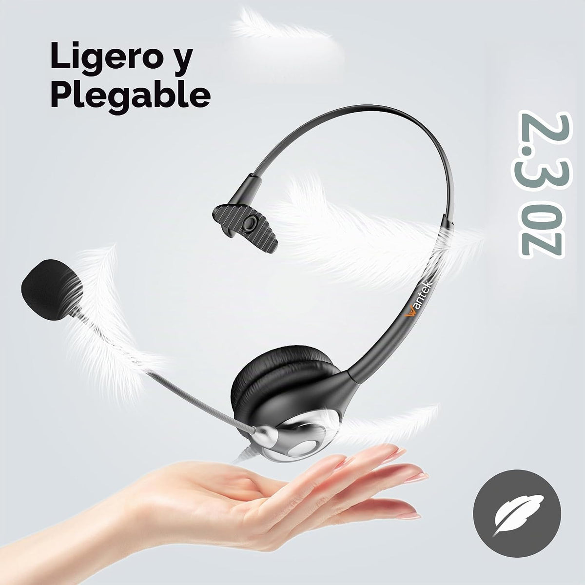 Wantek Auriculares USB con micrófono para PC, auriculares de comput...