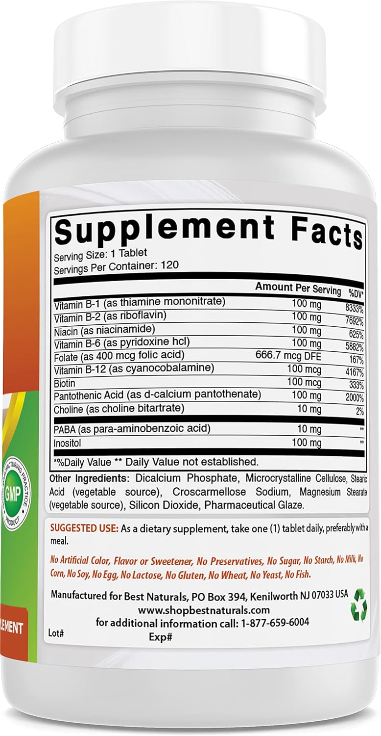 Best Naturals Complejo B-100 para adultos, 120 Comprimidos