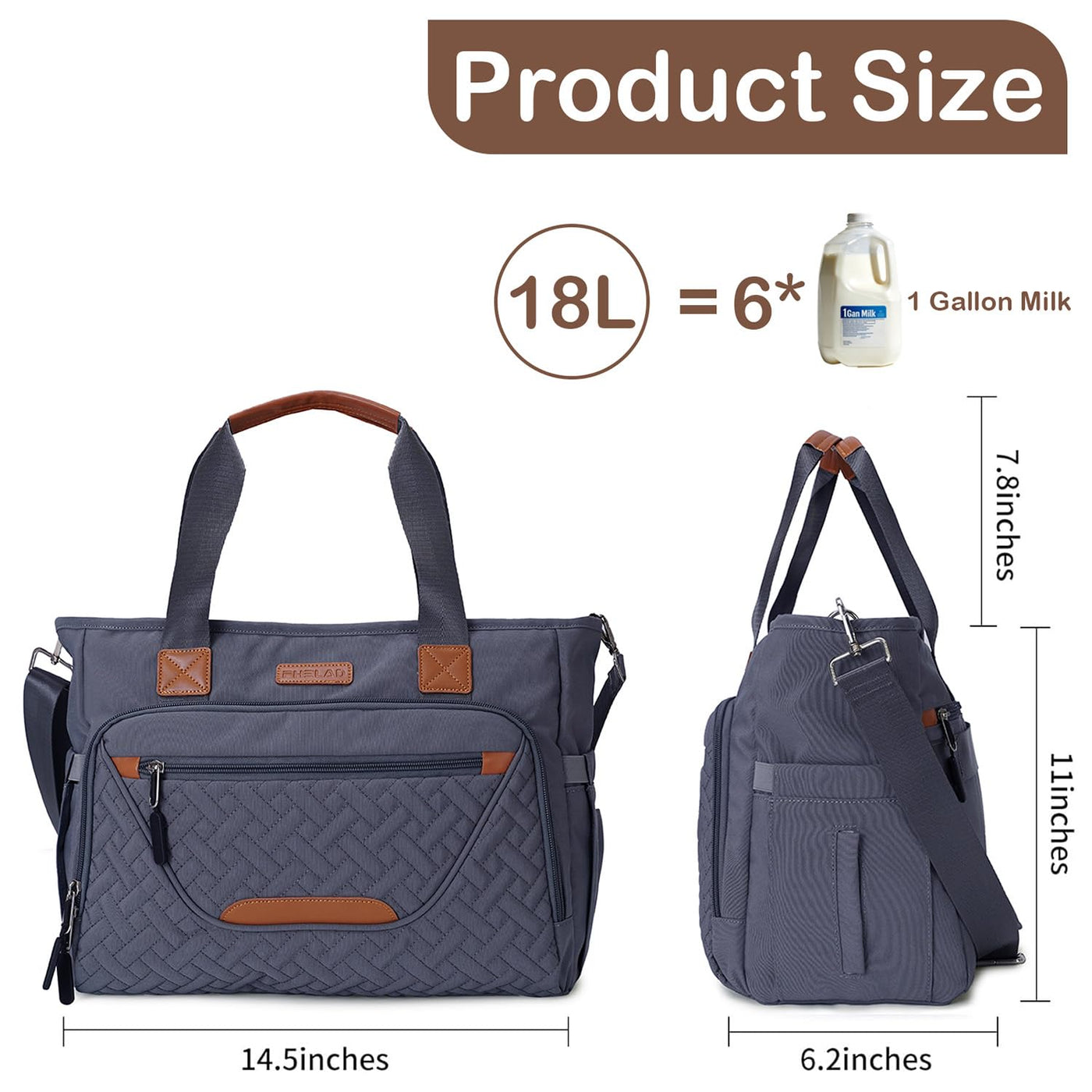 Bolsa de pañales FHELAD, con compartimento para laptop de 16 pulgad...