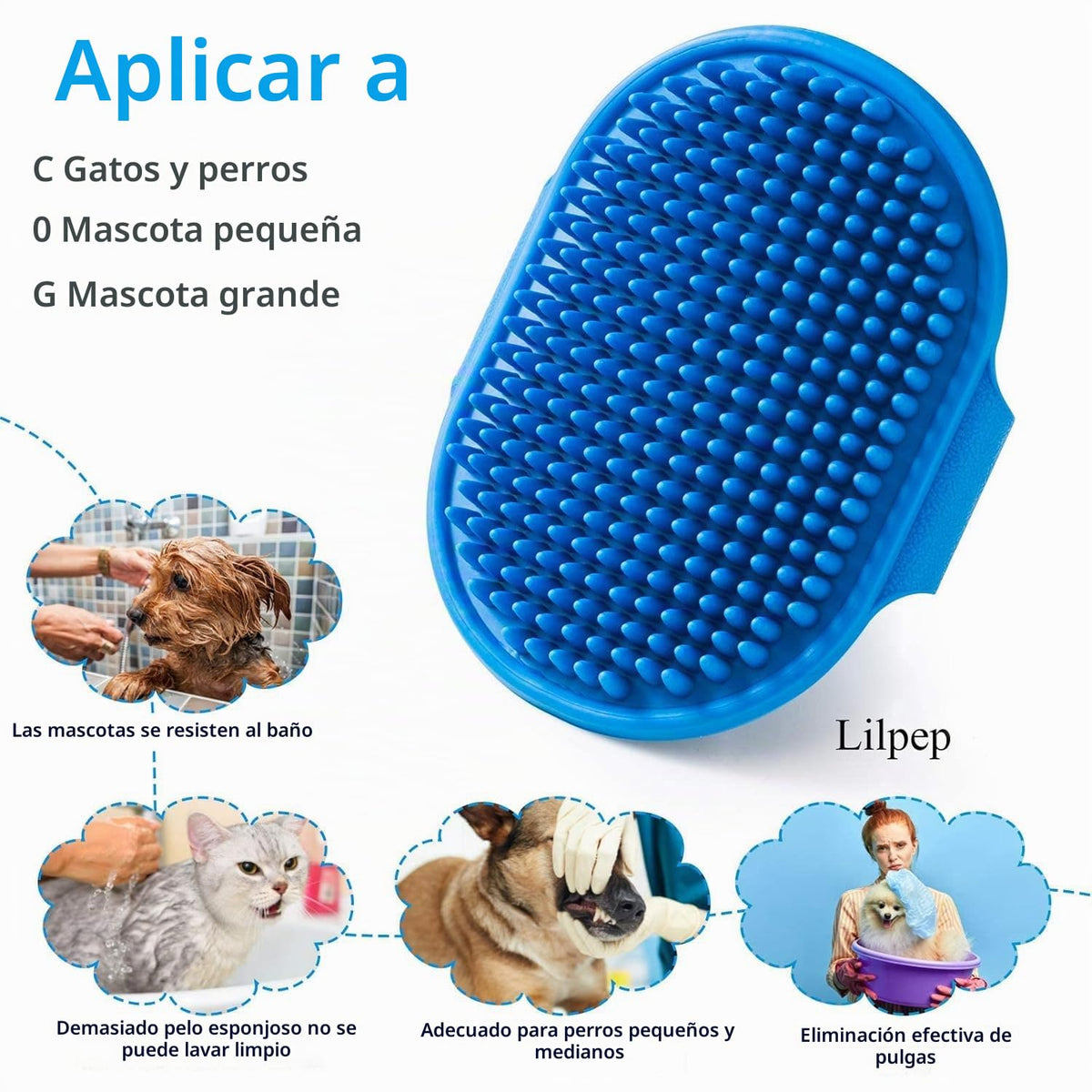 Cepillo para aseo de perro, cepillo de baño con champú para mascota...