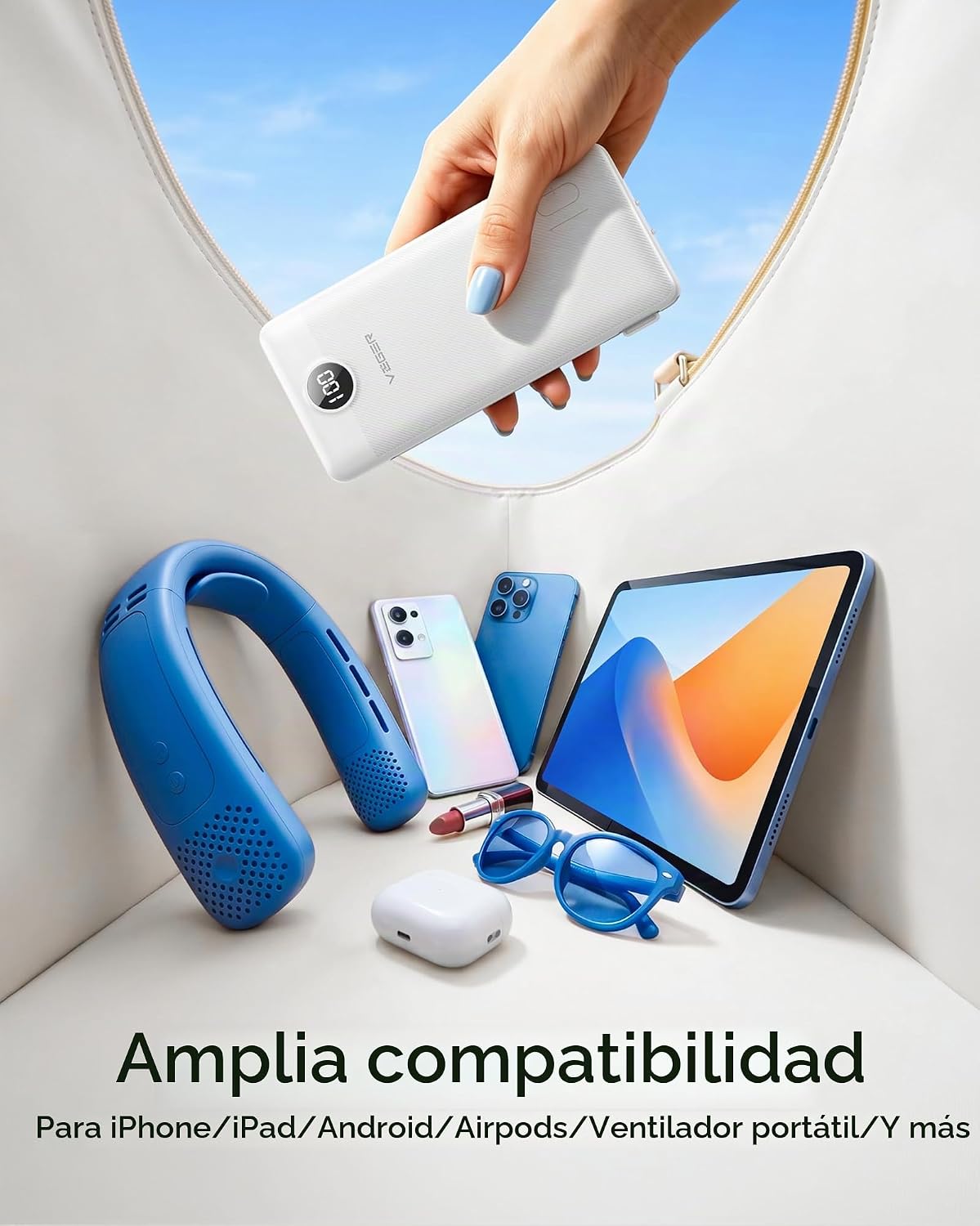 VEGER Cargador portátil para iPhone, Power Bank con cables integrad...