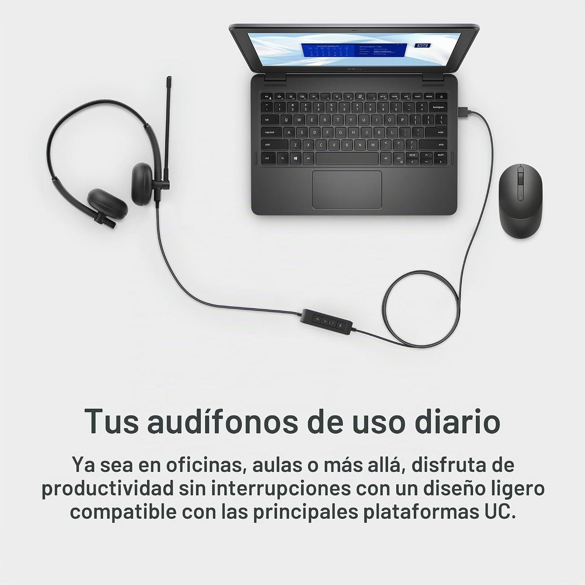 Dell Auriculares con cable WH125, micrófono Boom, negro | USB tipo...