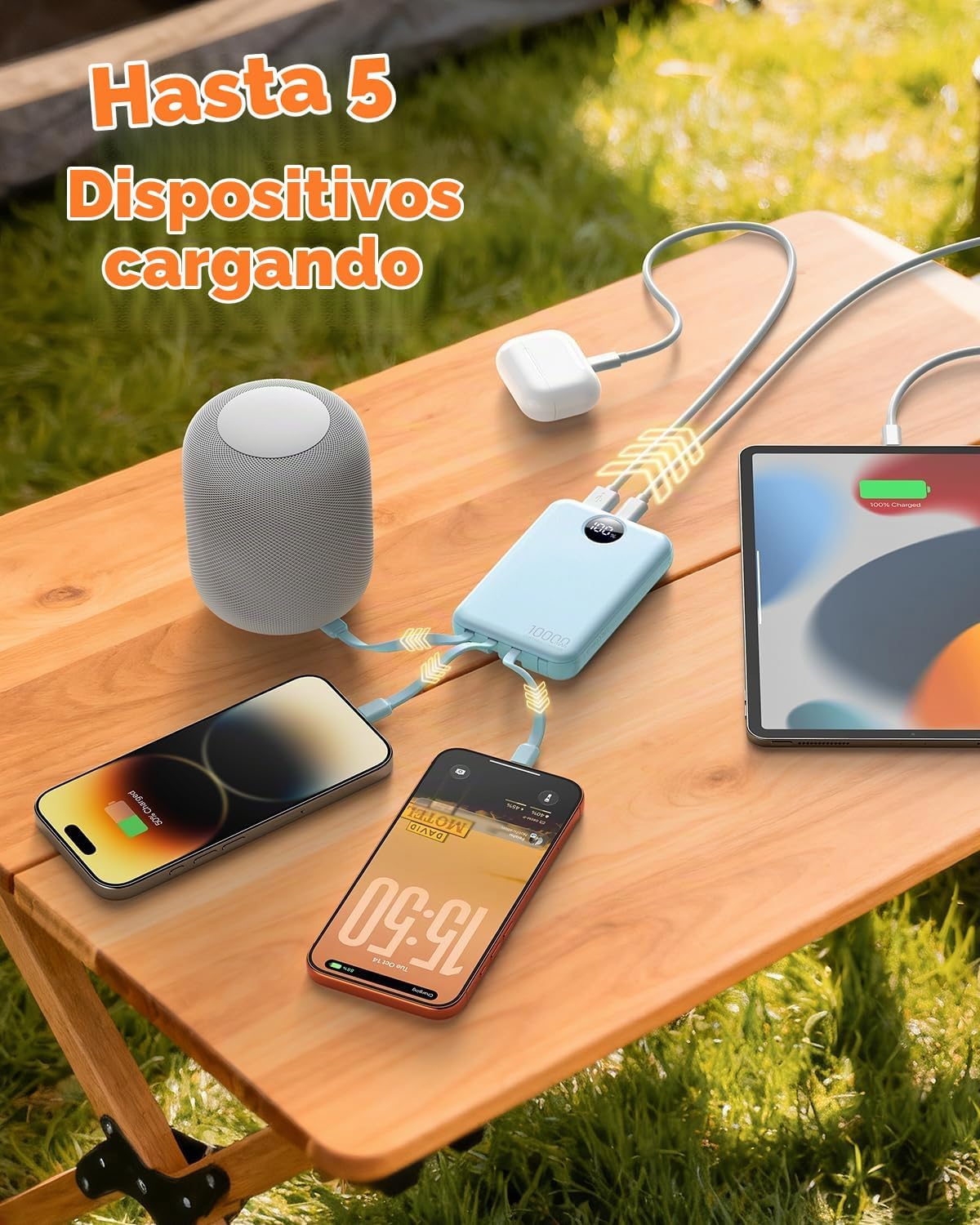 Cargador portátil Zmmyuluo 10000mAh con 4 cables incorporados 40% m...