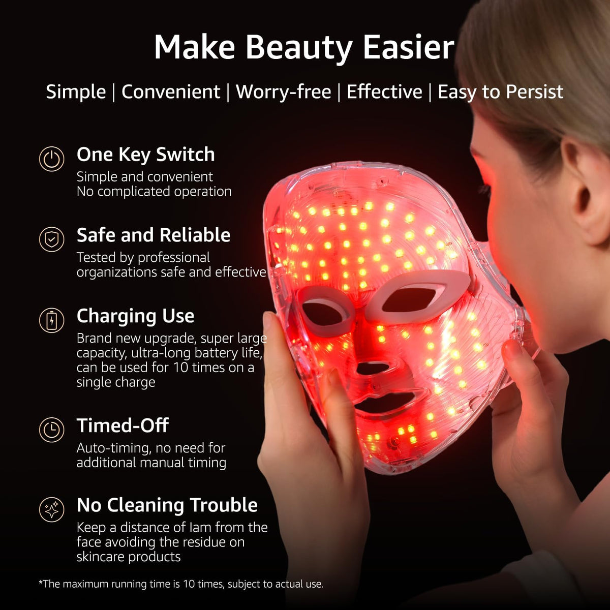 Máscara de terapia de luz roja para cara y cuello con 568 LED, inal...