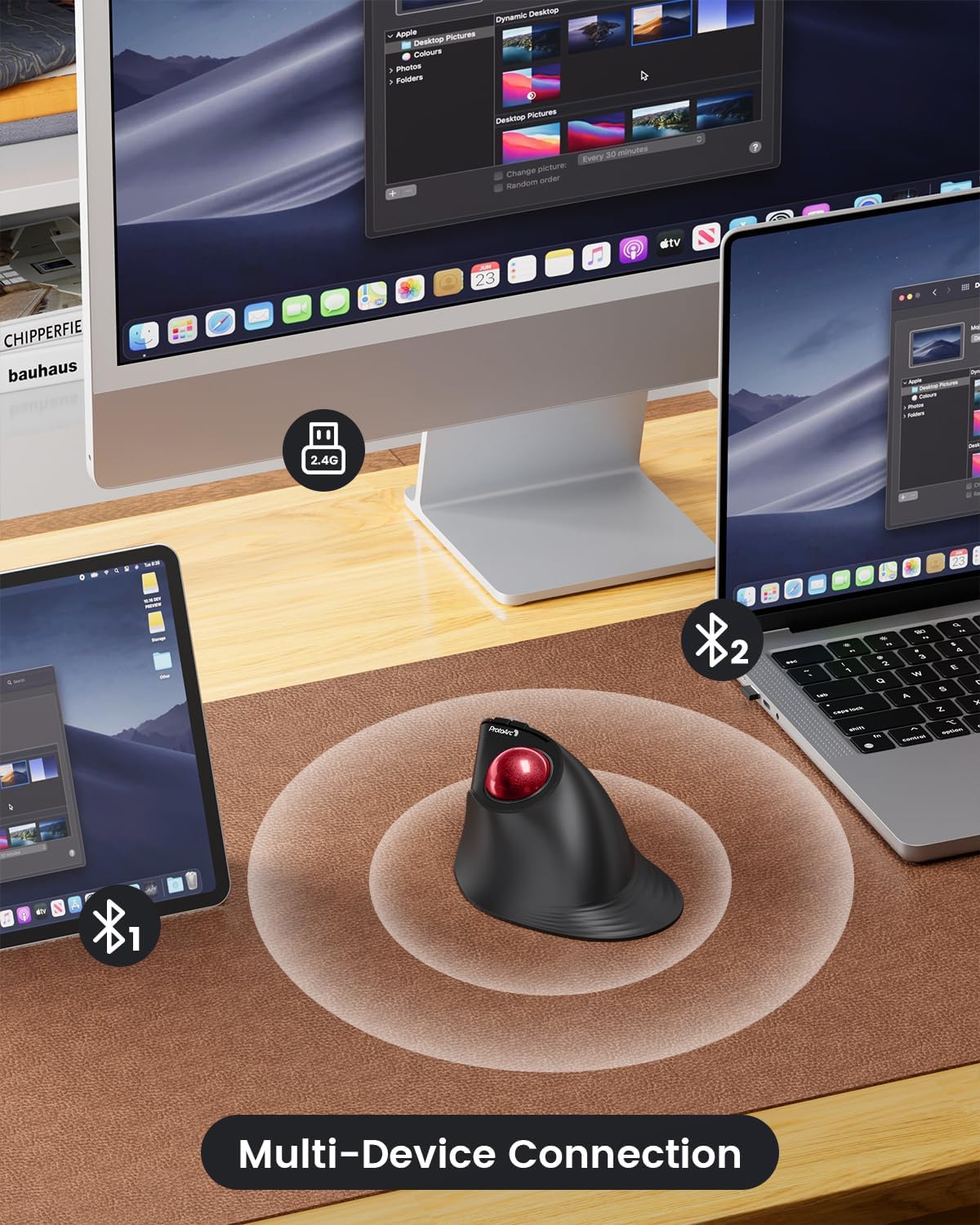 ProtoArc Ratón Trackball Inalámbrico Vertical, EM05 NL Ratón Ergonó...