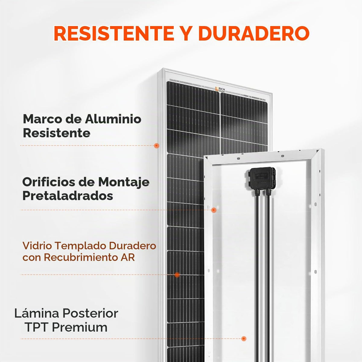 RICH SOLAR MEGA 100 Slim - Panel solar monocristalino de 100 vatios...