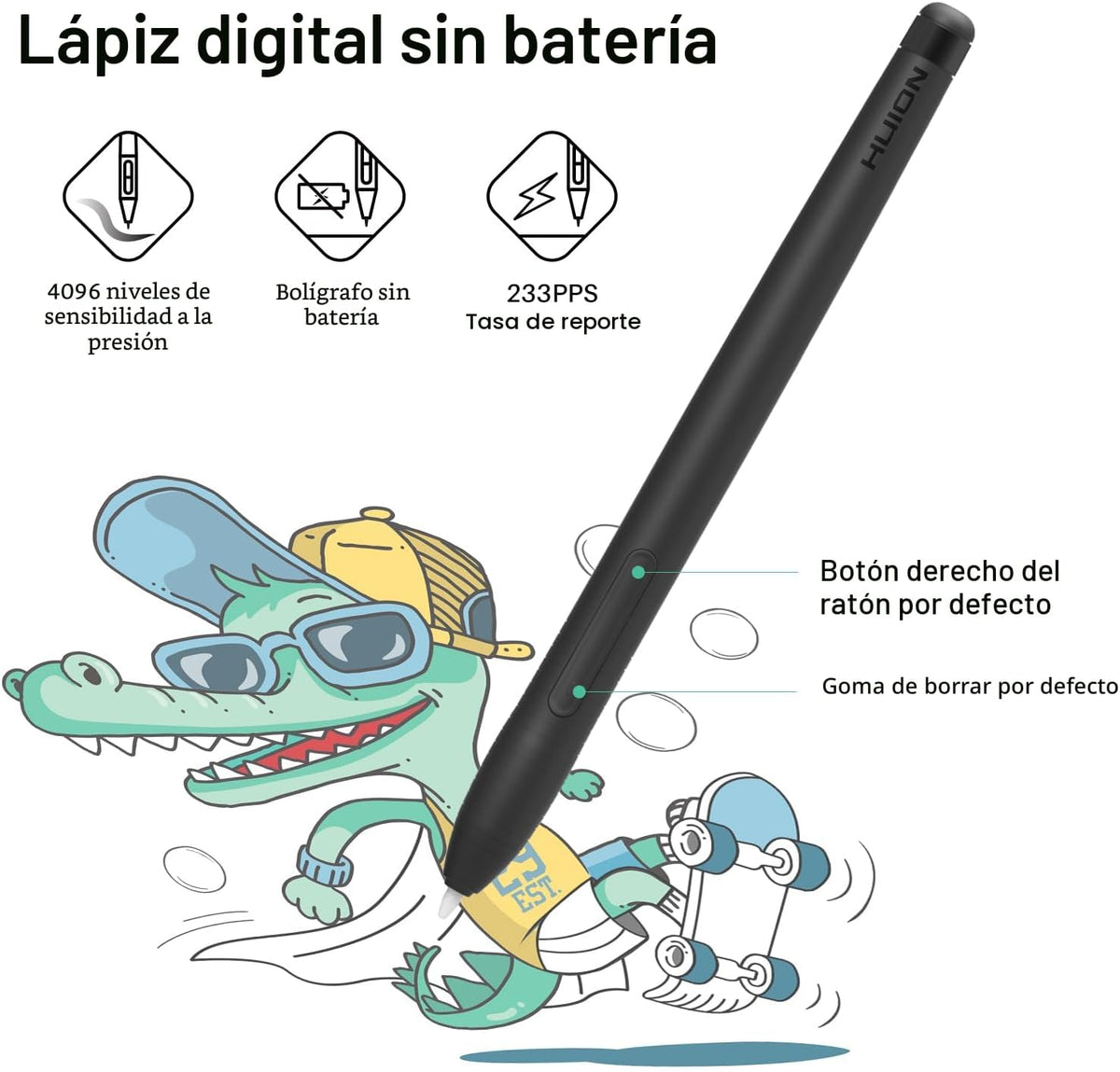 HUION Tableta de Dibujo Inspiroy H430P Tableta Gráfica con 4 Teclas...