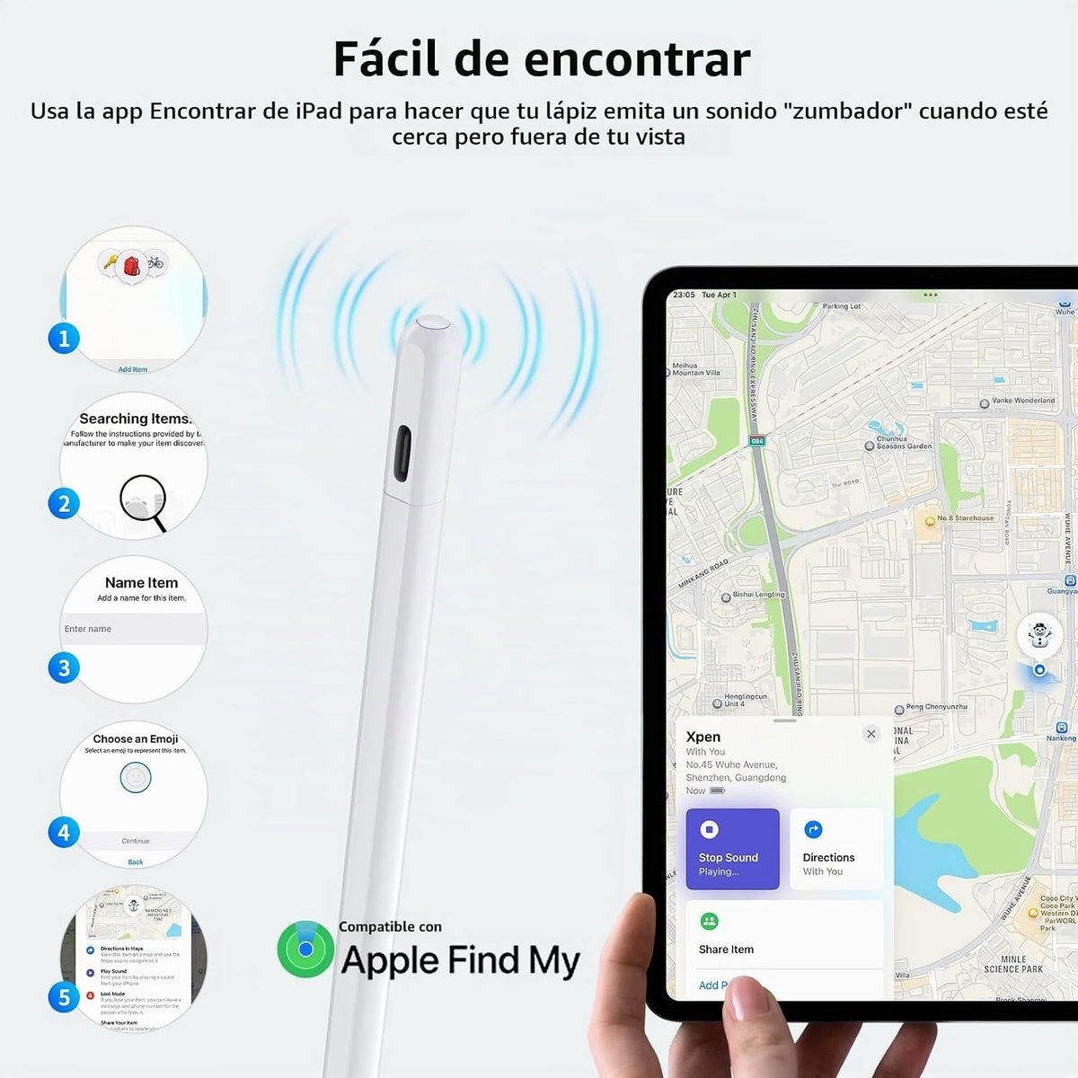Tresoba Lápiz digital para iPad FindMy compatible con Apple iPad 6-...