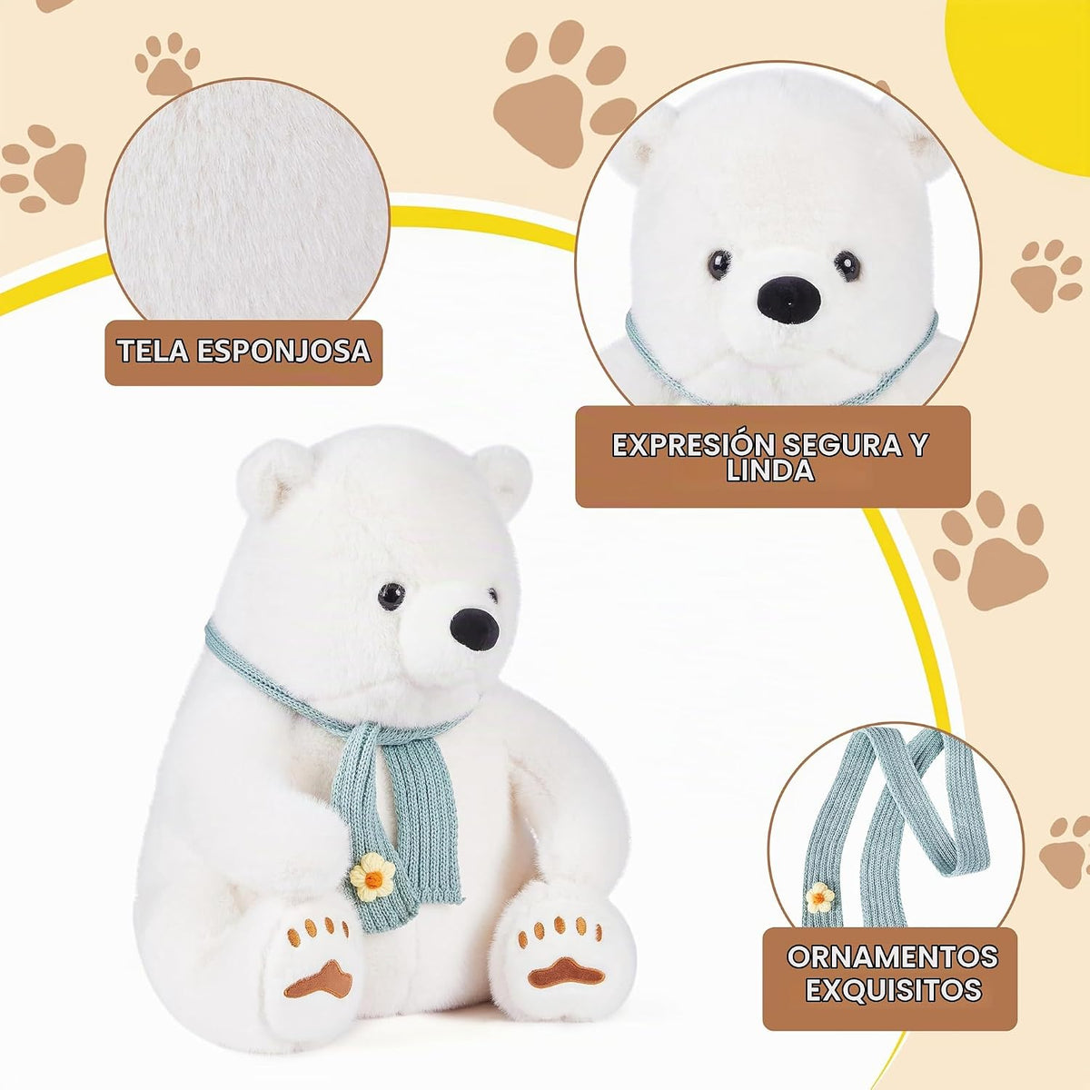 Riverwar Animal de Peluche de Oso Polar Grande, Juguete de Peluche...