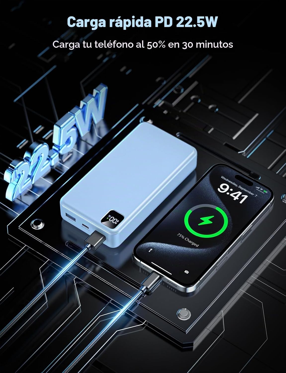 Cargador portátil 56800mAh, 22.5W Banco de carga rápida del poder c...