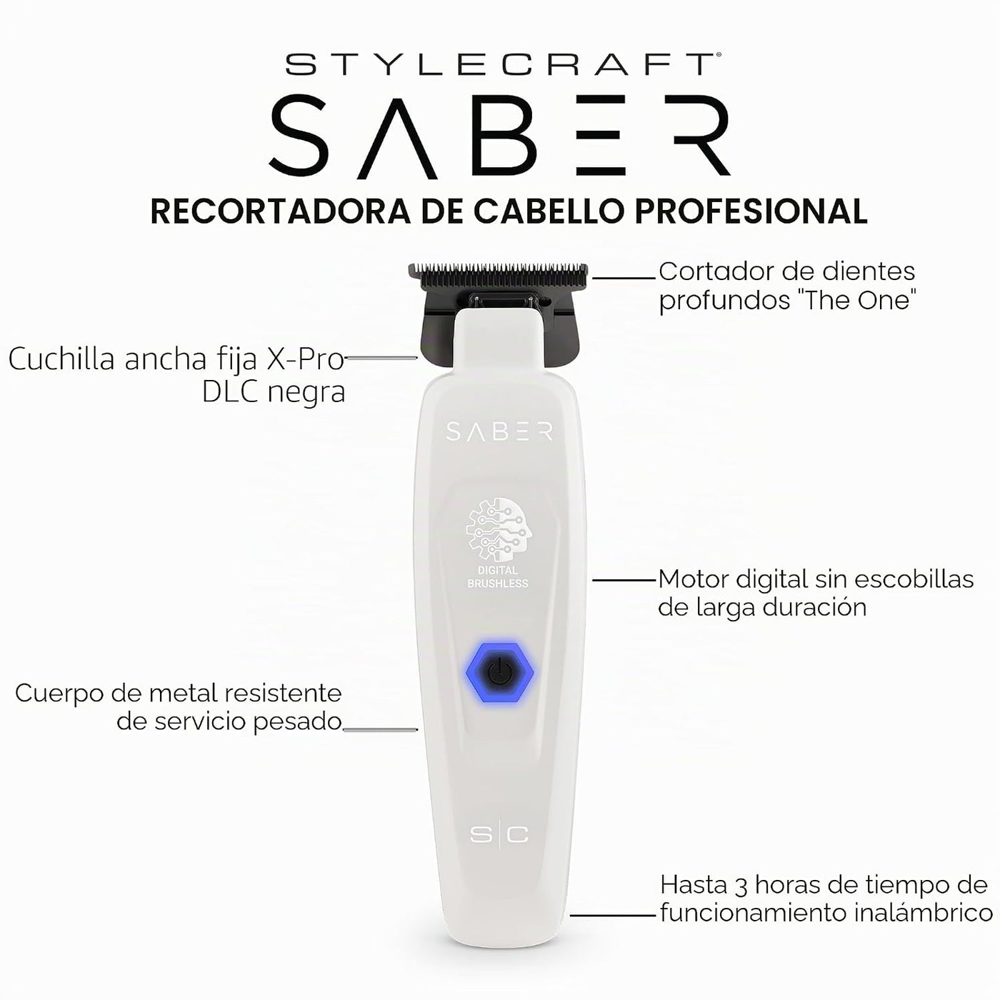 StyleCraft Sable y sable de precisión profesional cuerpo de metal d...