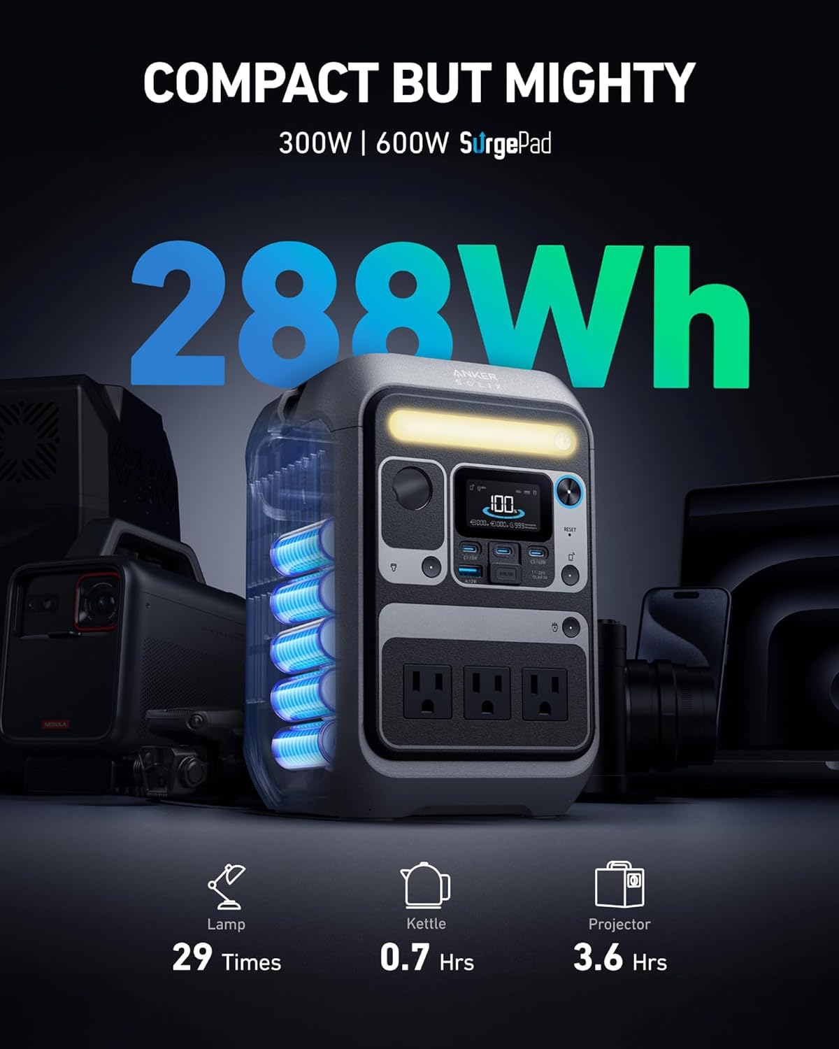Anker SOLIX C300 - Estación de energía portátil con bolsa protector...