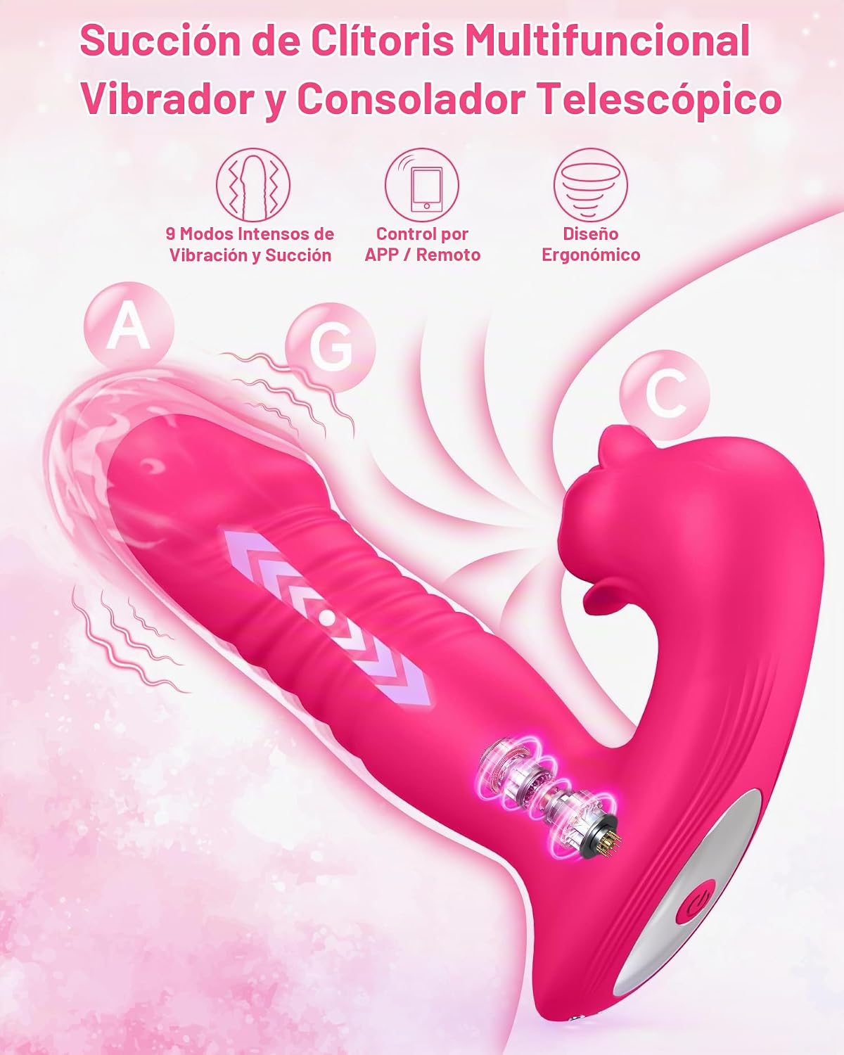 Juguetes sexuales rosa para mujeres, vibrador de succión y empuje |...