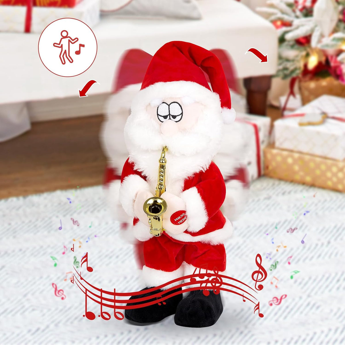 Cantando Bailar y Saxofón Tocando Santa Claus, Animatronics Navidad...