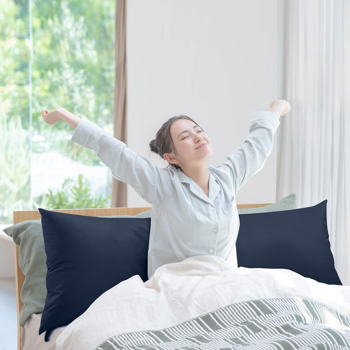 Utopia Bedding Almohada de cuerpo completo para adultos (azul marin...