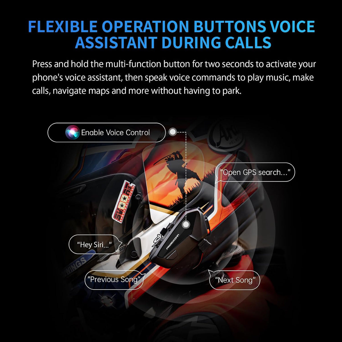 FreedConn FX Plus Casco Bluetooth para Motocicleta con Auriculares,...
