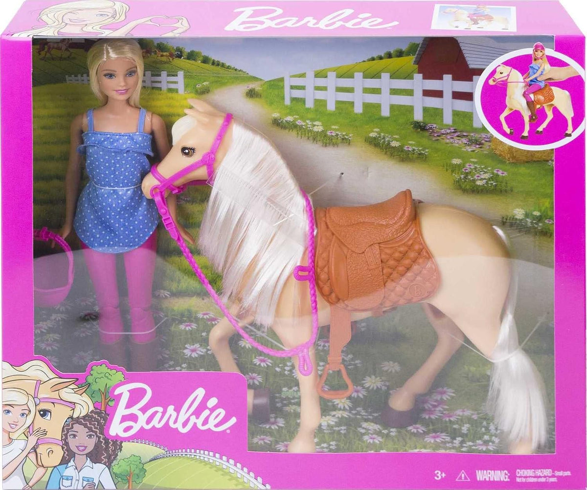 Barbie Playet con muñeca rubia de moda en traje de montar | Caballo...