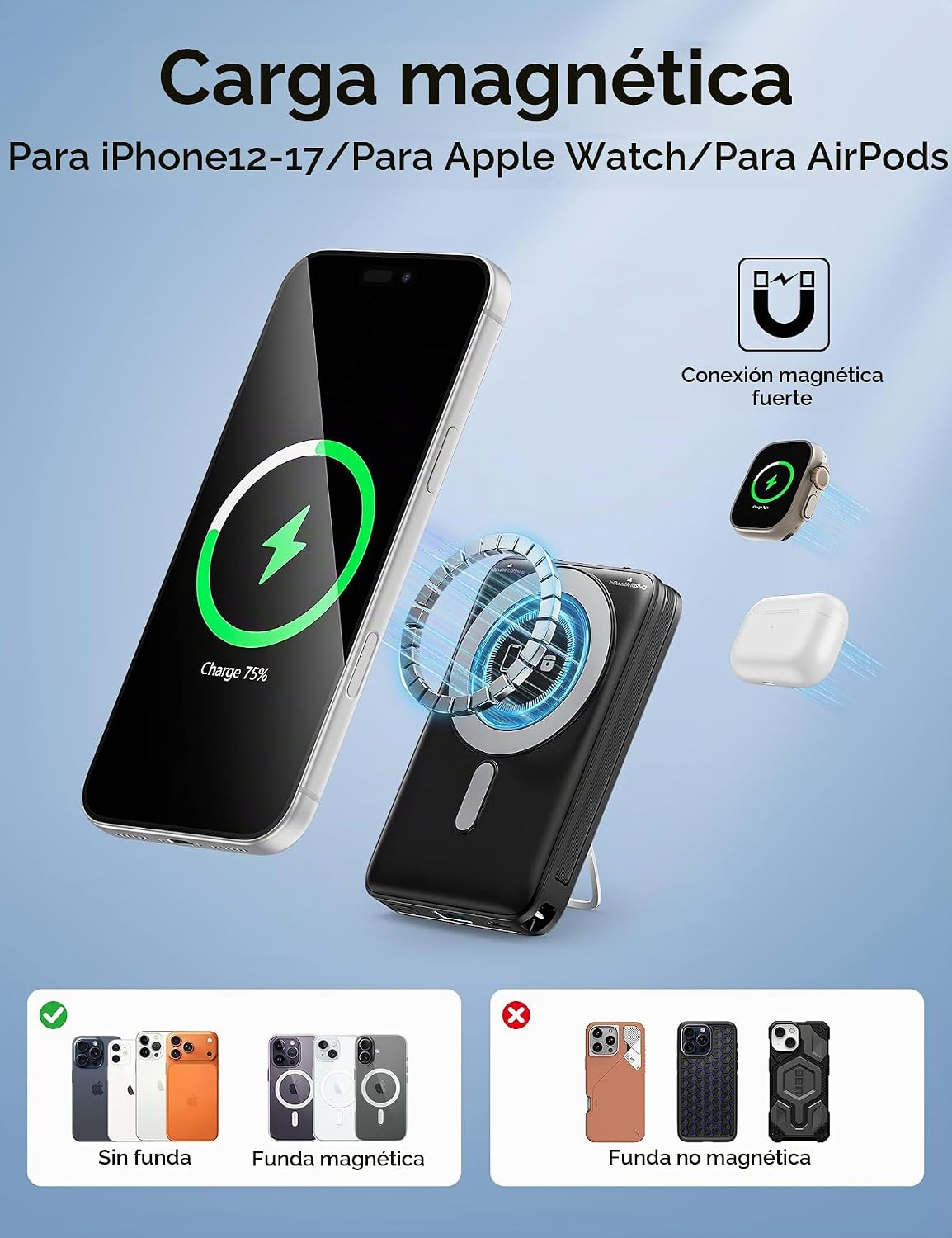 para cargador portátil Magsafe 10000mAh 20W carga rápida banco de e...