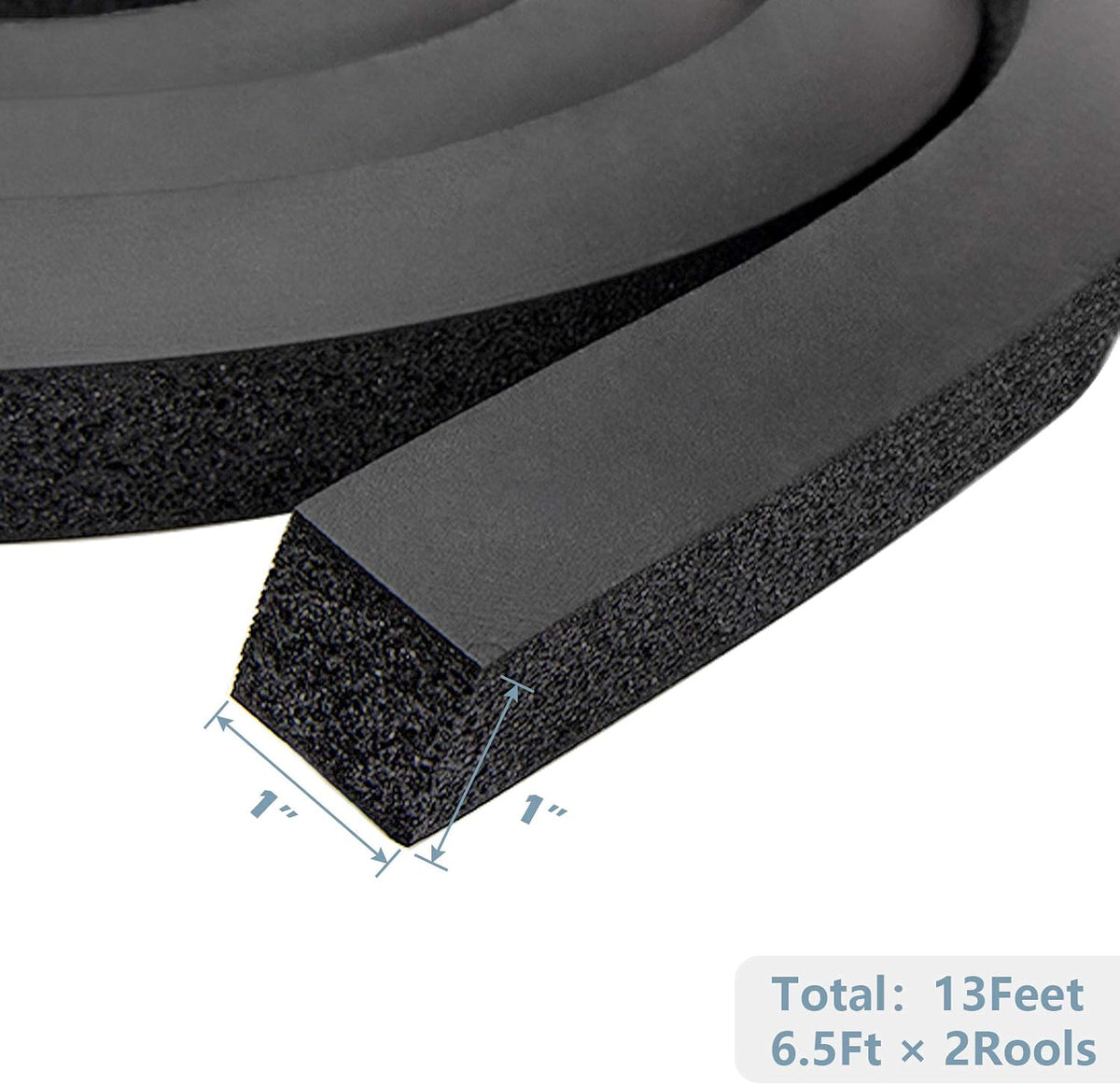 Tira aislante de espuma NBR + PVC de 13 pies, 2 rollos de 1 x 1 pul...