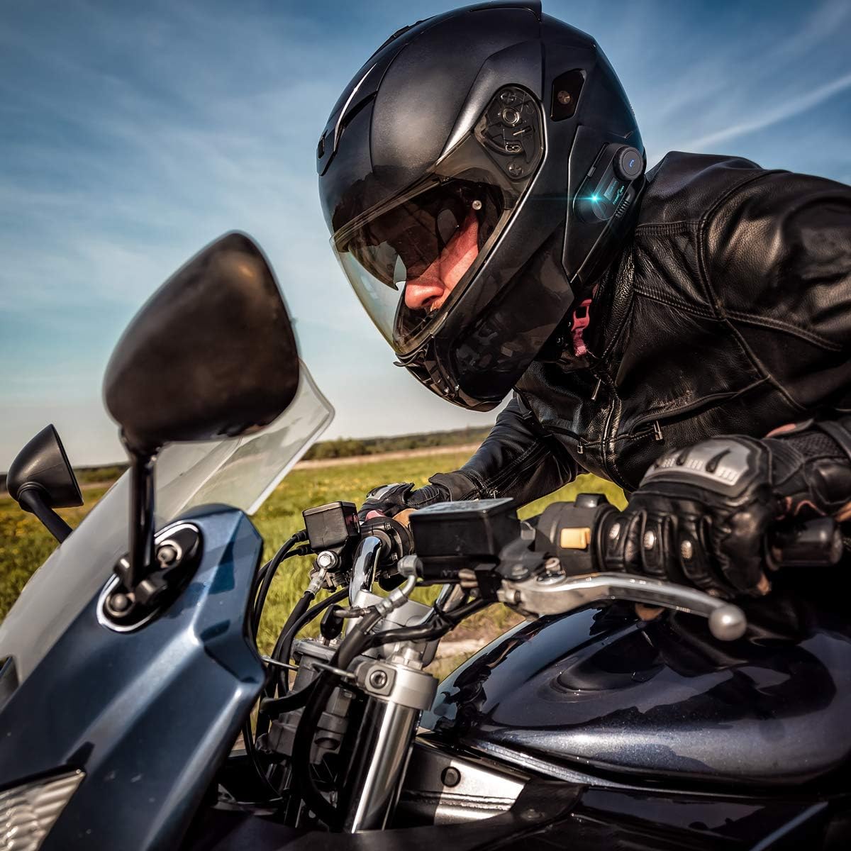 FreedConn Auriculares Bluetooth para motocicleta, interfono de 2 ví...