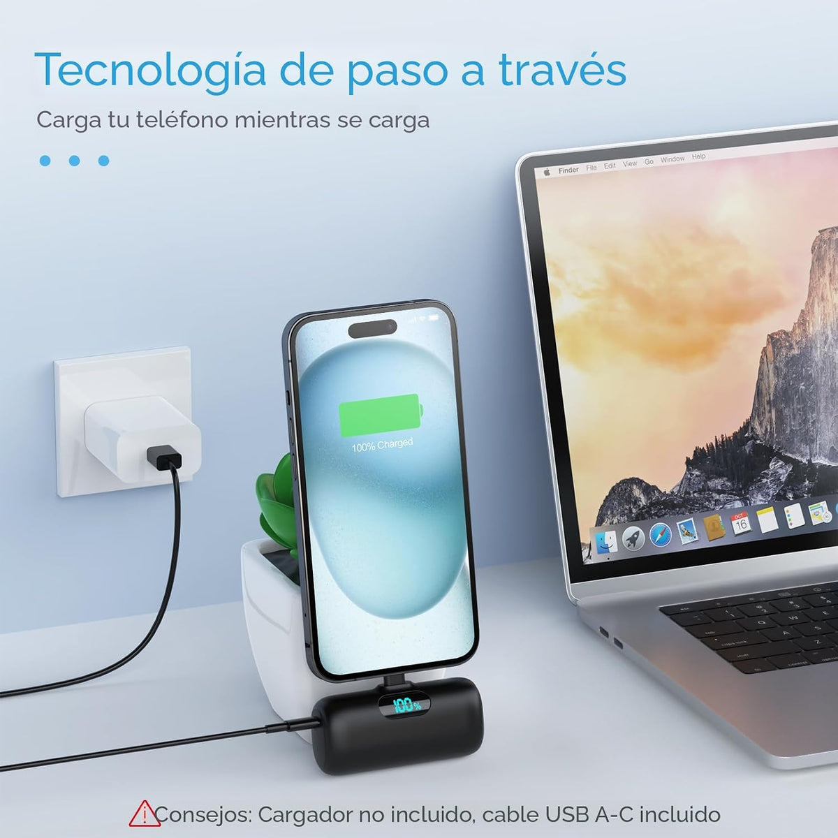 Paquete de 2 cargadores portátiles pequeños para iPhone 18\/17\/16\...