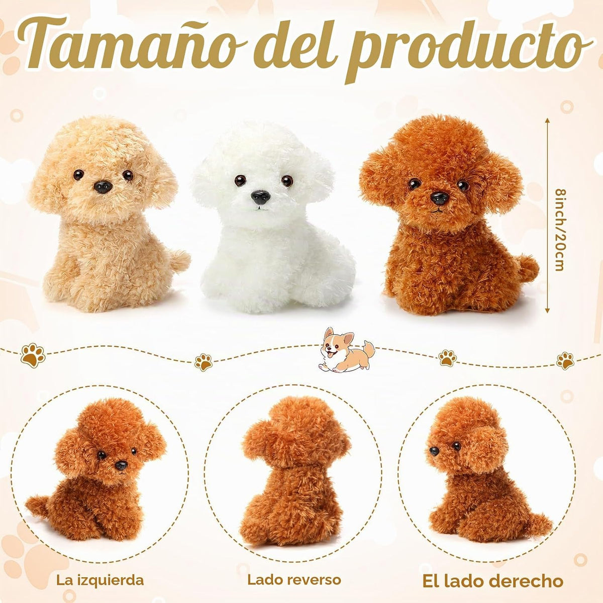 Harrycle - 6 animales de peluche para perros de 8 pulgadas a granel...