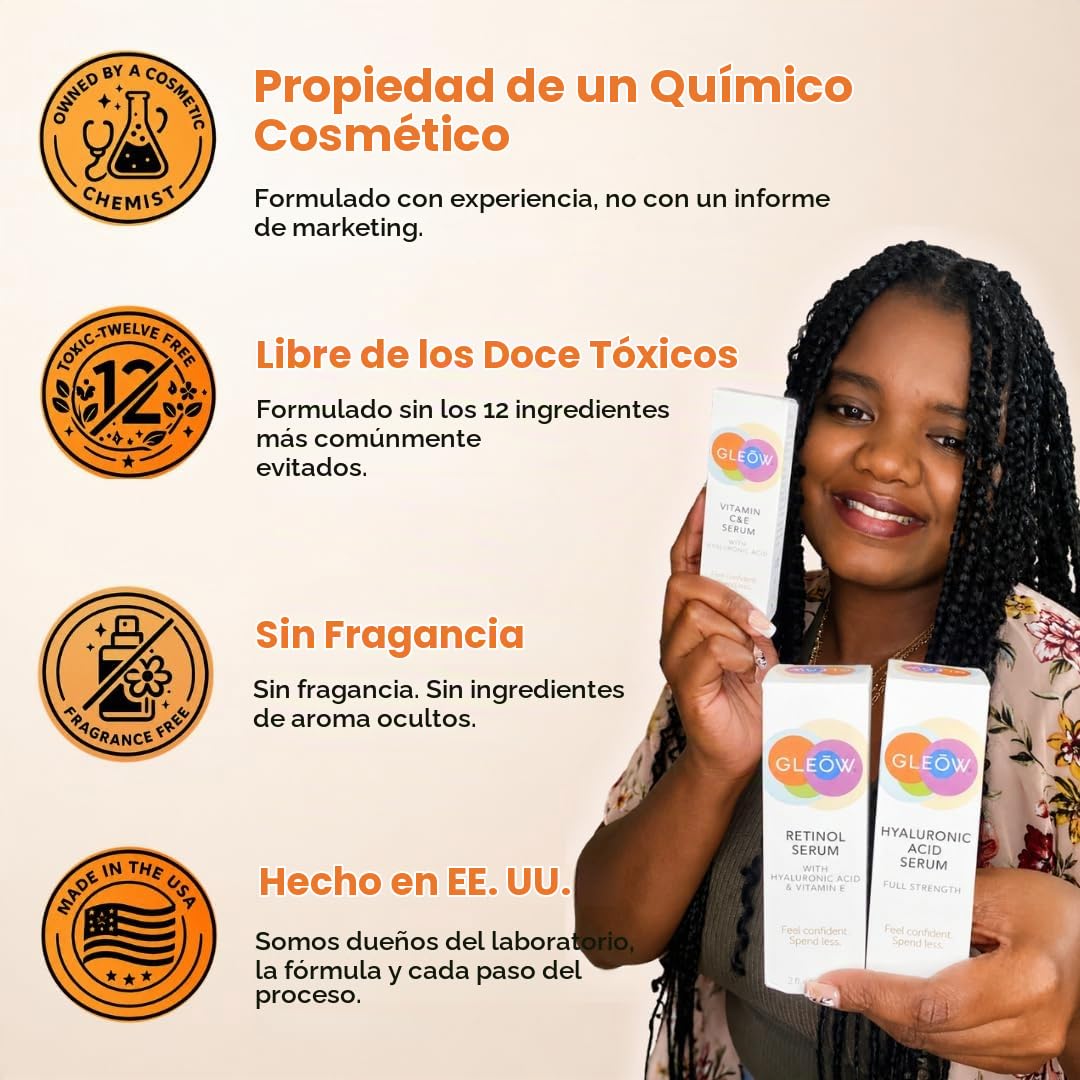 GLEOW - Set de cuidado de la piel: retinol, vitamina C y suero de á...