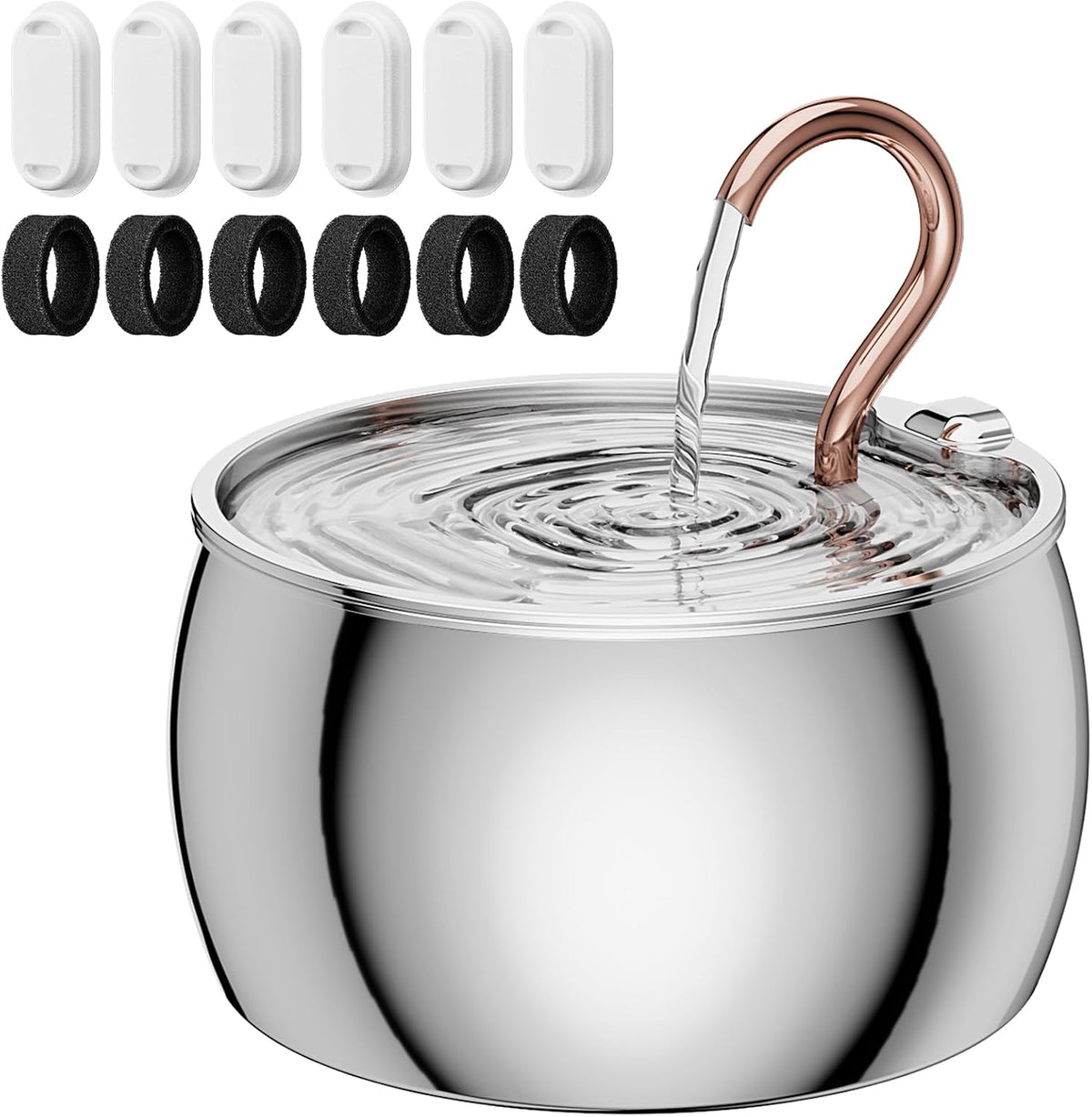 WEPOIU Fuente de agua para gatos de acero inoxidable -2.5L\/84 onza...