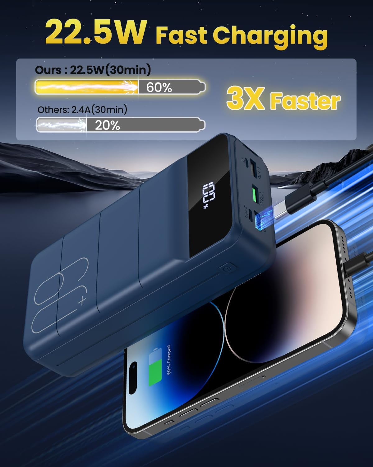 Cargador portátil Power Bank 60000mAh, banco de batería, cargador d...