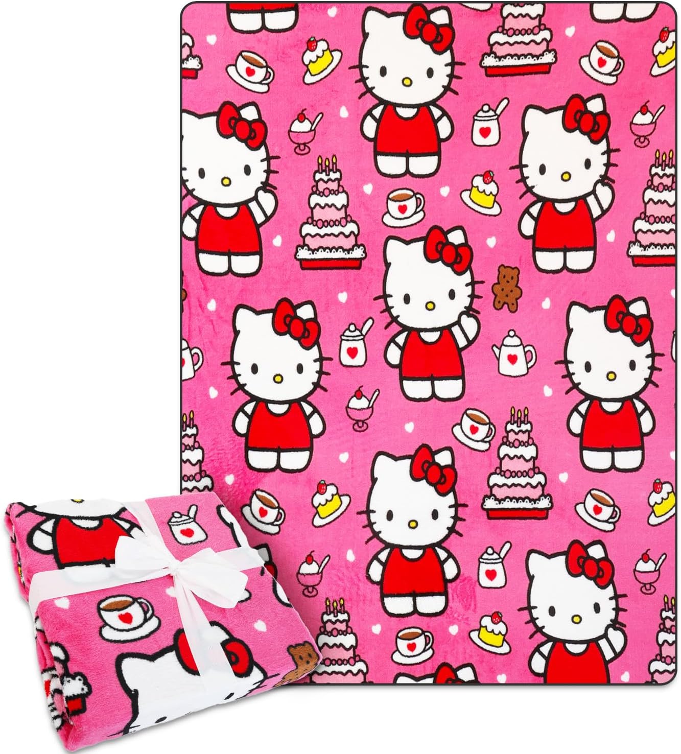 Hello Kitty Juego de manta de forro polar y bolsa de cincha, paquet...