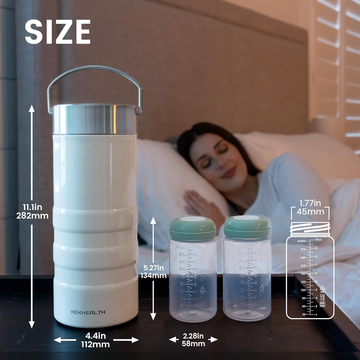 KEKHEALTH Enfriador de leche materna de acero inoxidable de 22 onza...