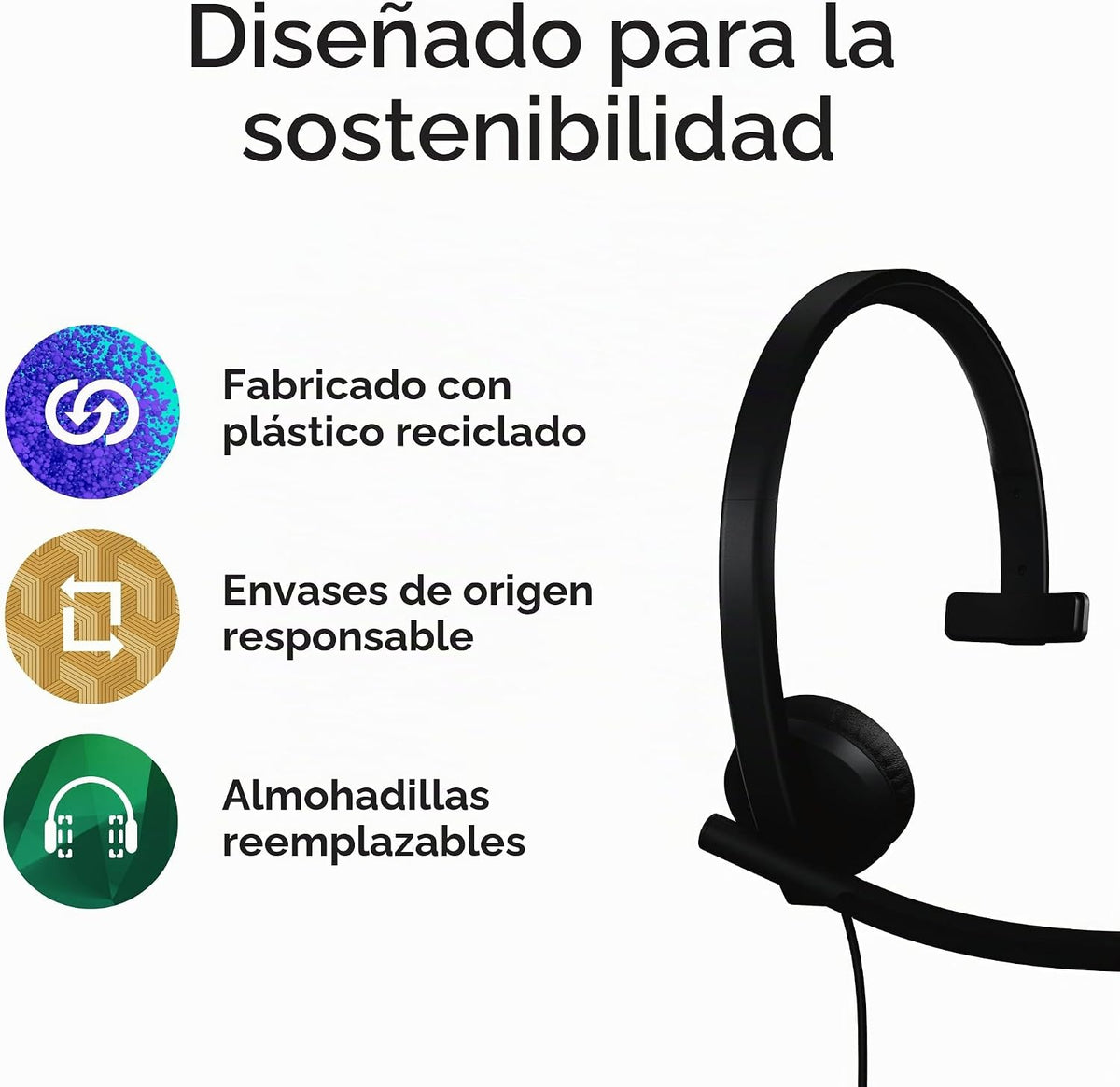 Logitech Auriculares USB H570e con micrófono, PC y Mac - Negro | Co...