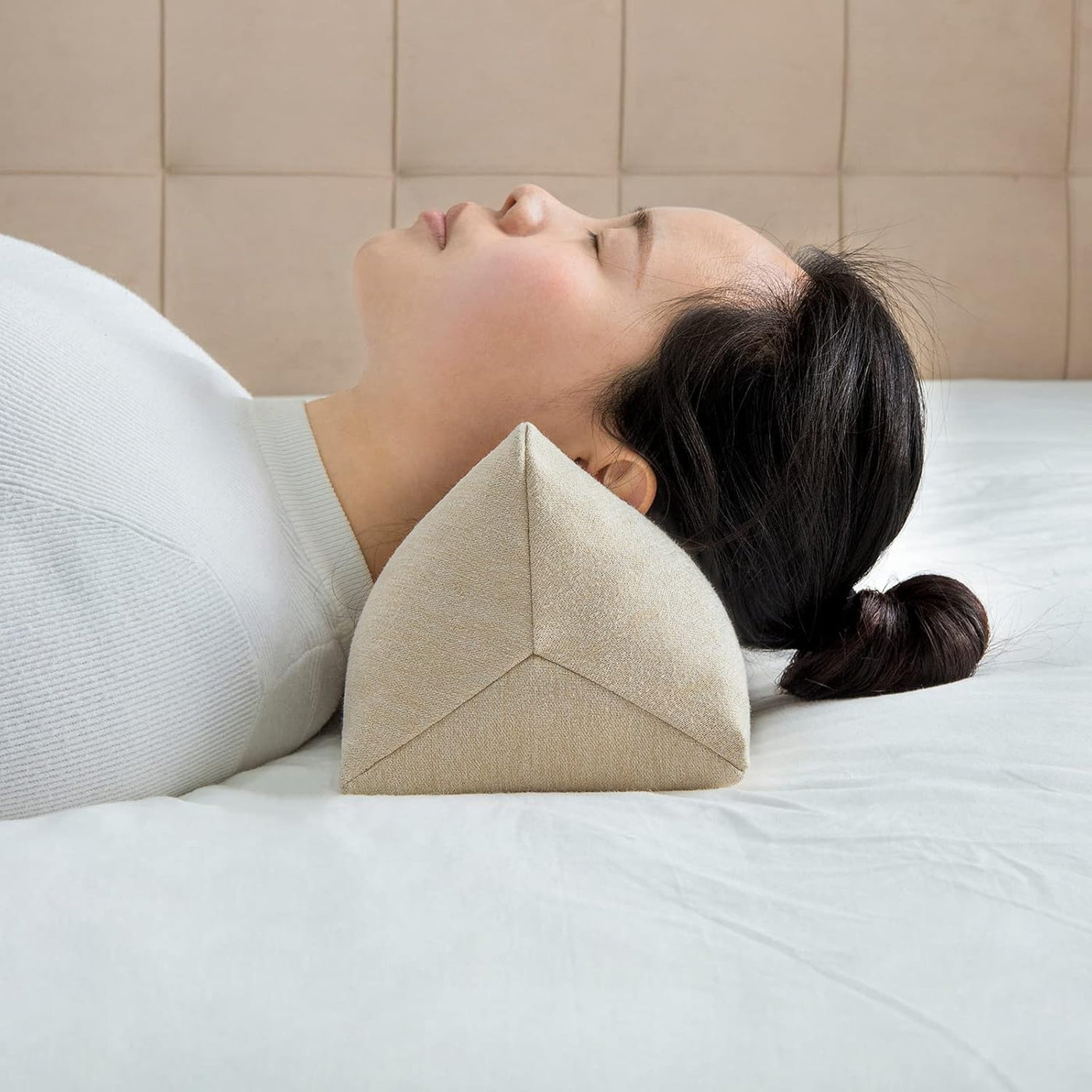 Almohada de apoyo para el cuello de trigo sarraceno, almohada cilín...