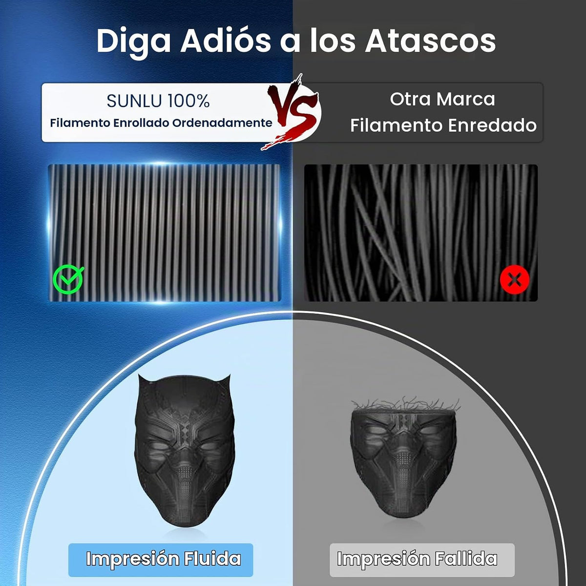 SUNLU Filamento PLA Plus de 0.07 in, azul transparente, 2.2 lbs | F...